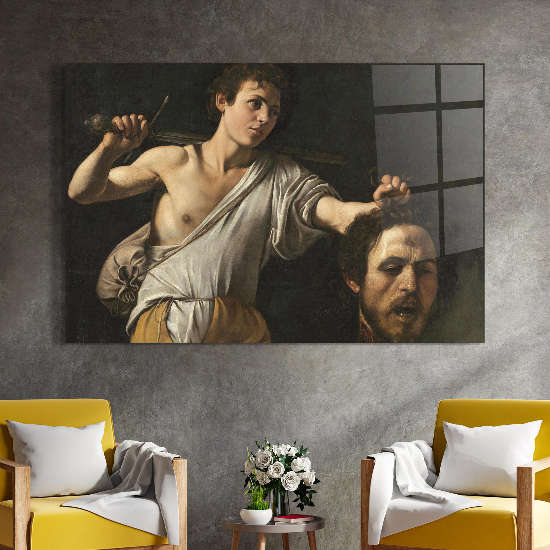 Стъклена картина The Head Of Goliath mockup 4