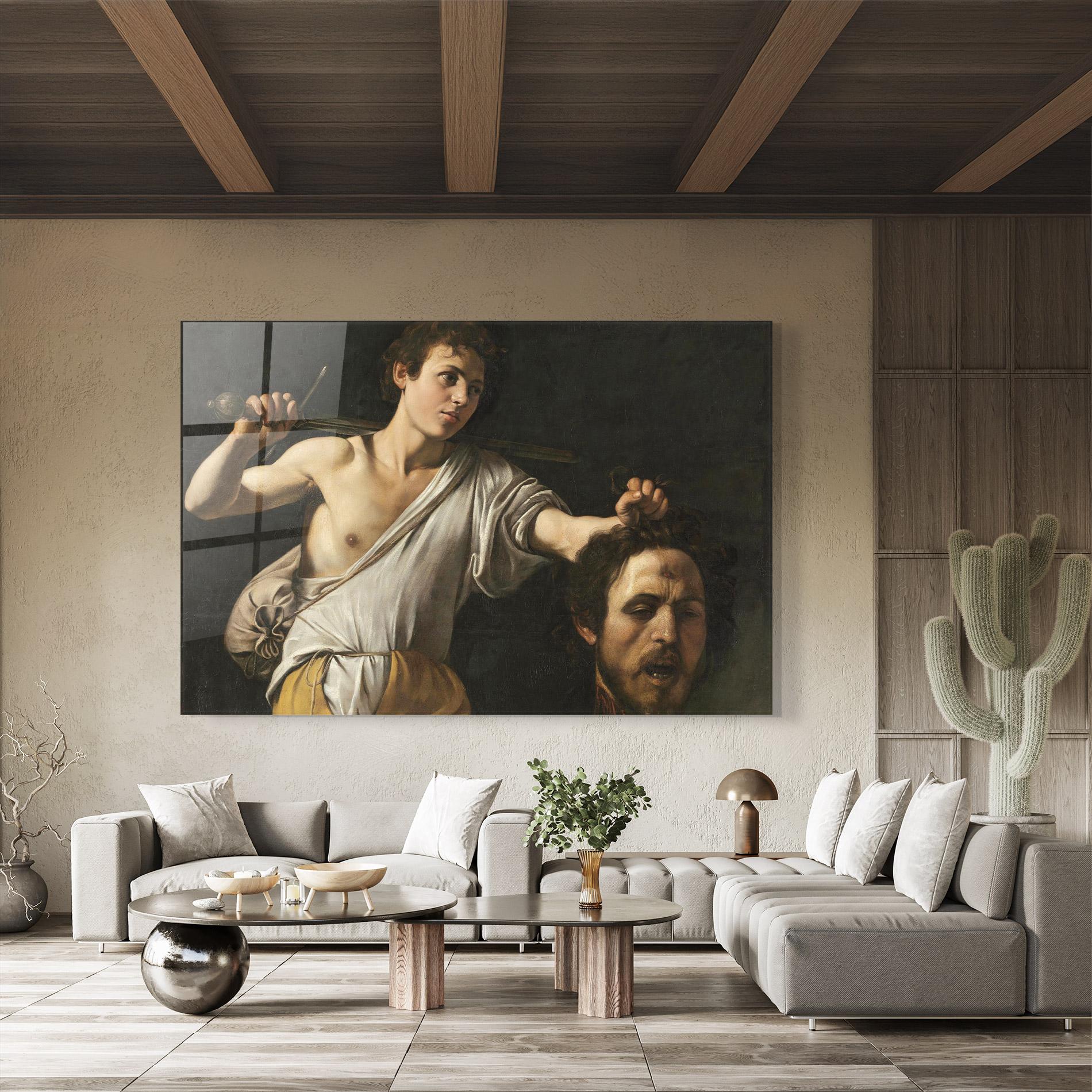 Стъклена картина The Head Of Goliath mockup 8