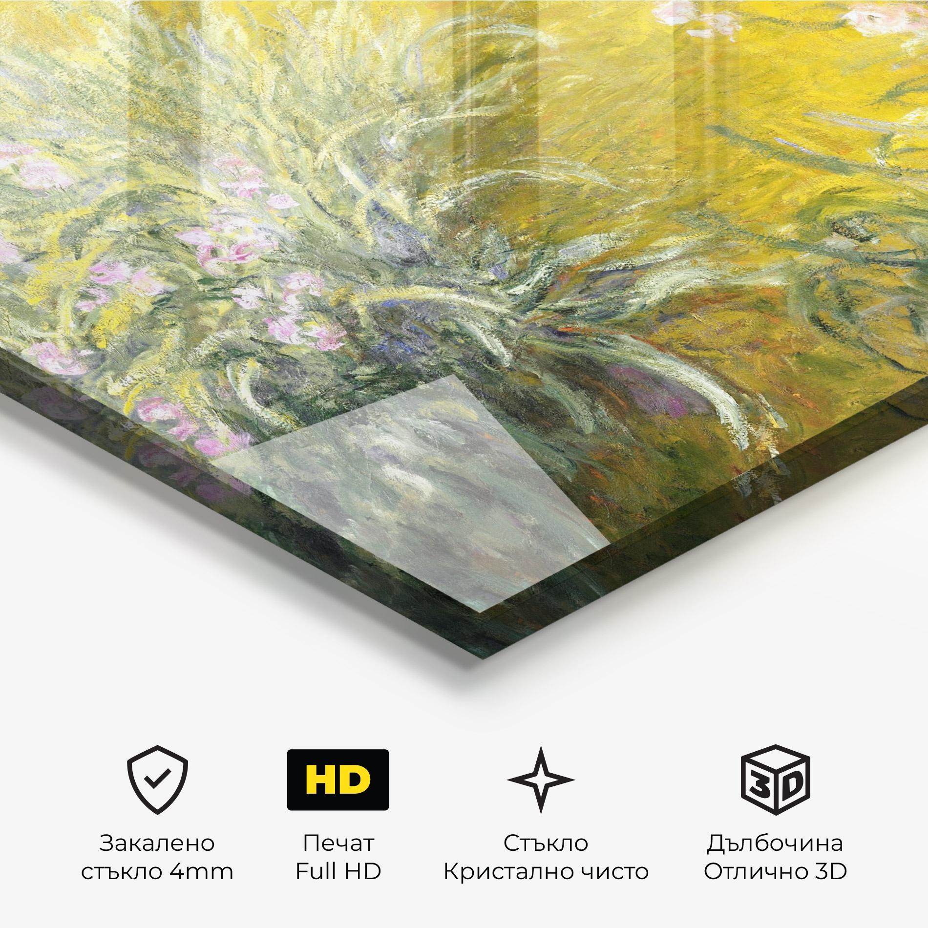 Стъклена картина Path Through The Irises mockup 3