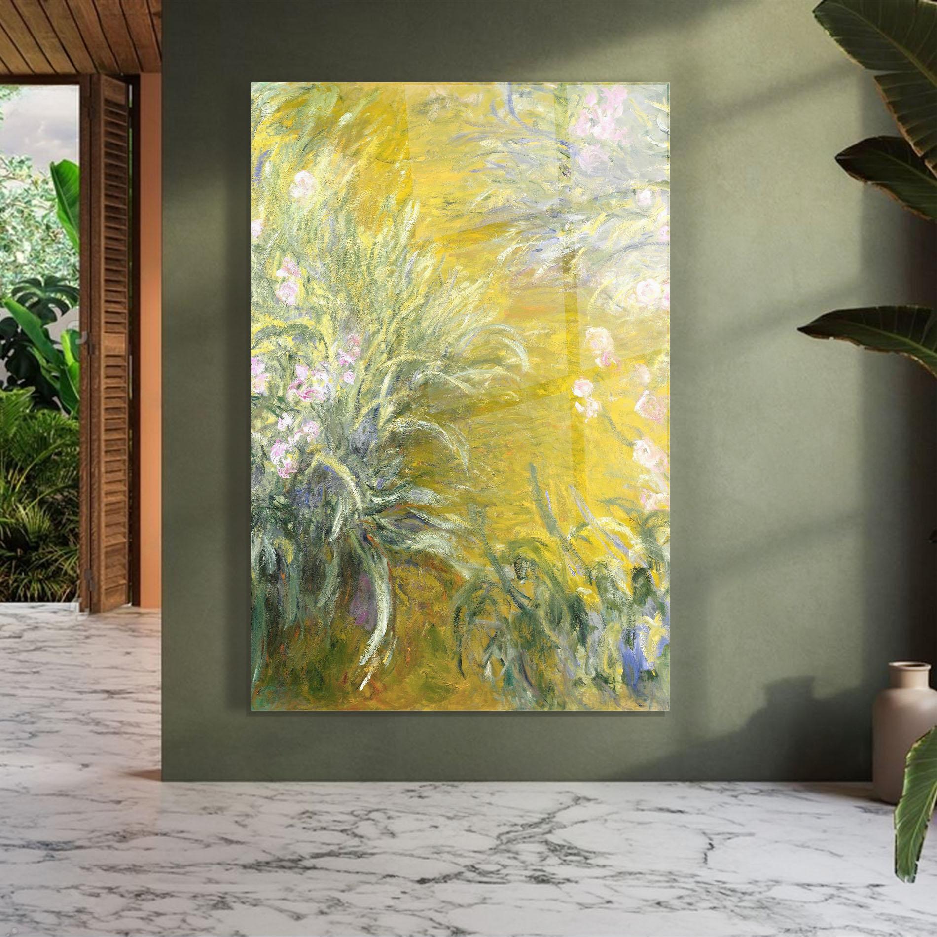 Стъклена картина Path Through The Irises mockup 7