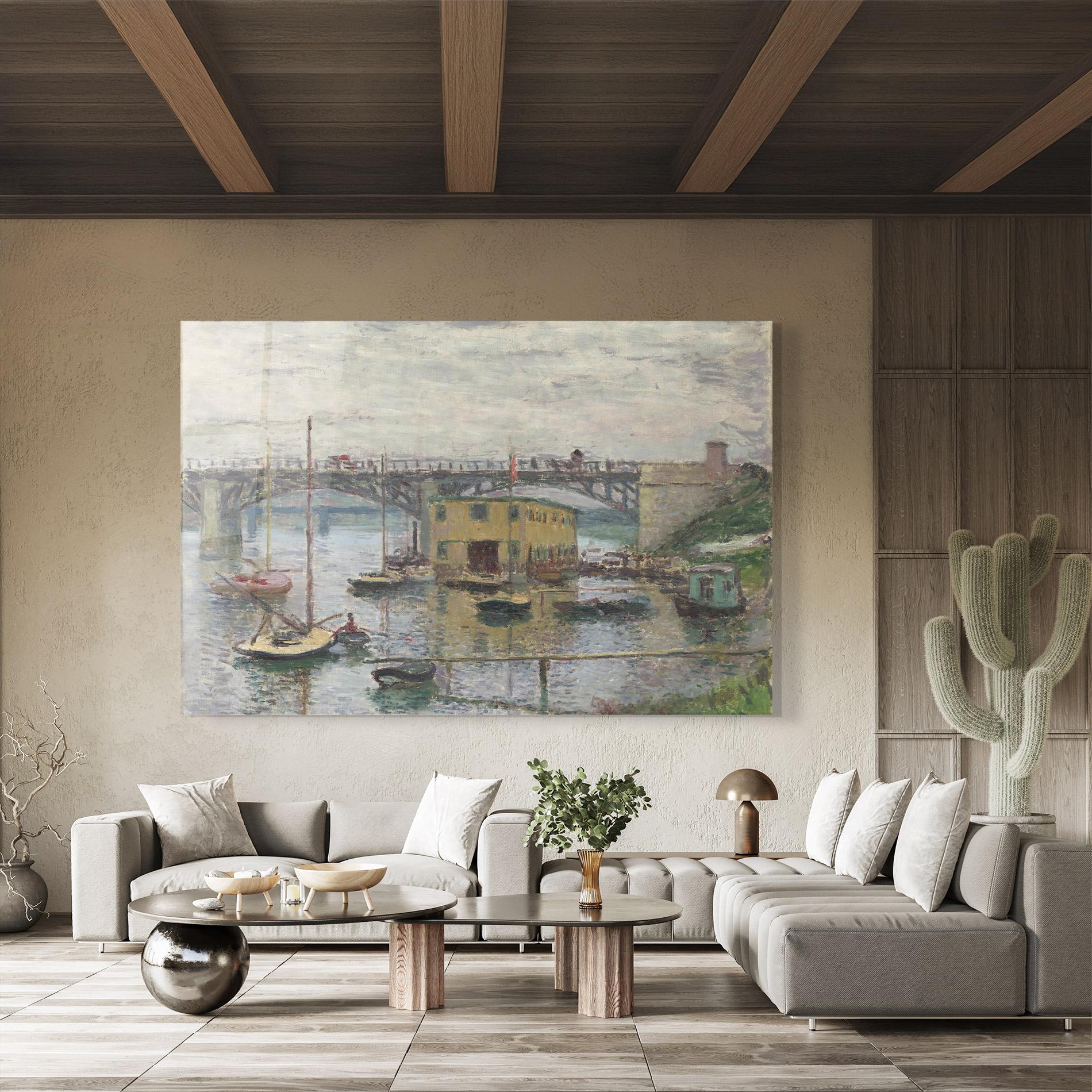 Стъклена картина Bridge At Argenteuil Monet mockup 8