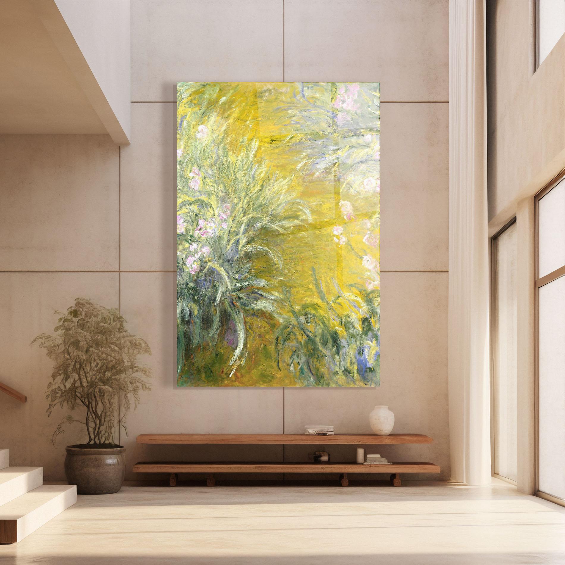 Стъклена картина Path Through The Irises mockup 8
