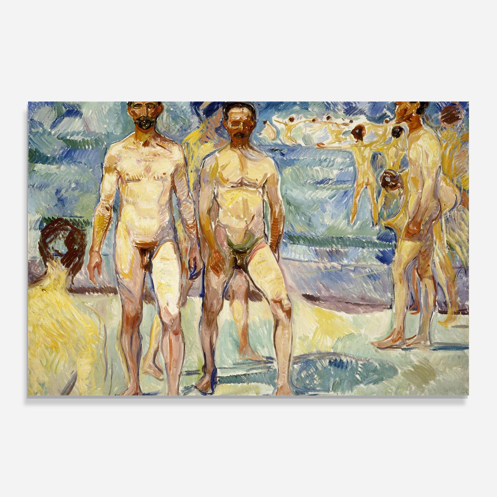 Стъклена картина Bathing Men mockup 0