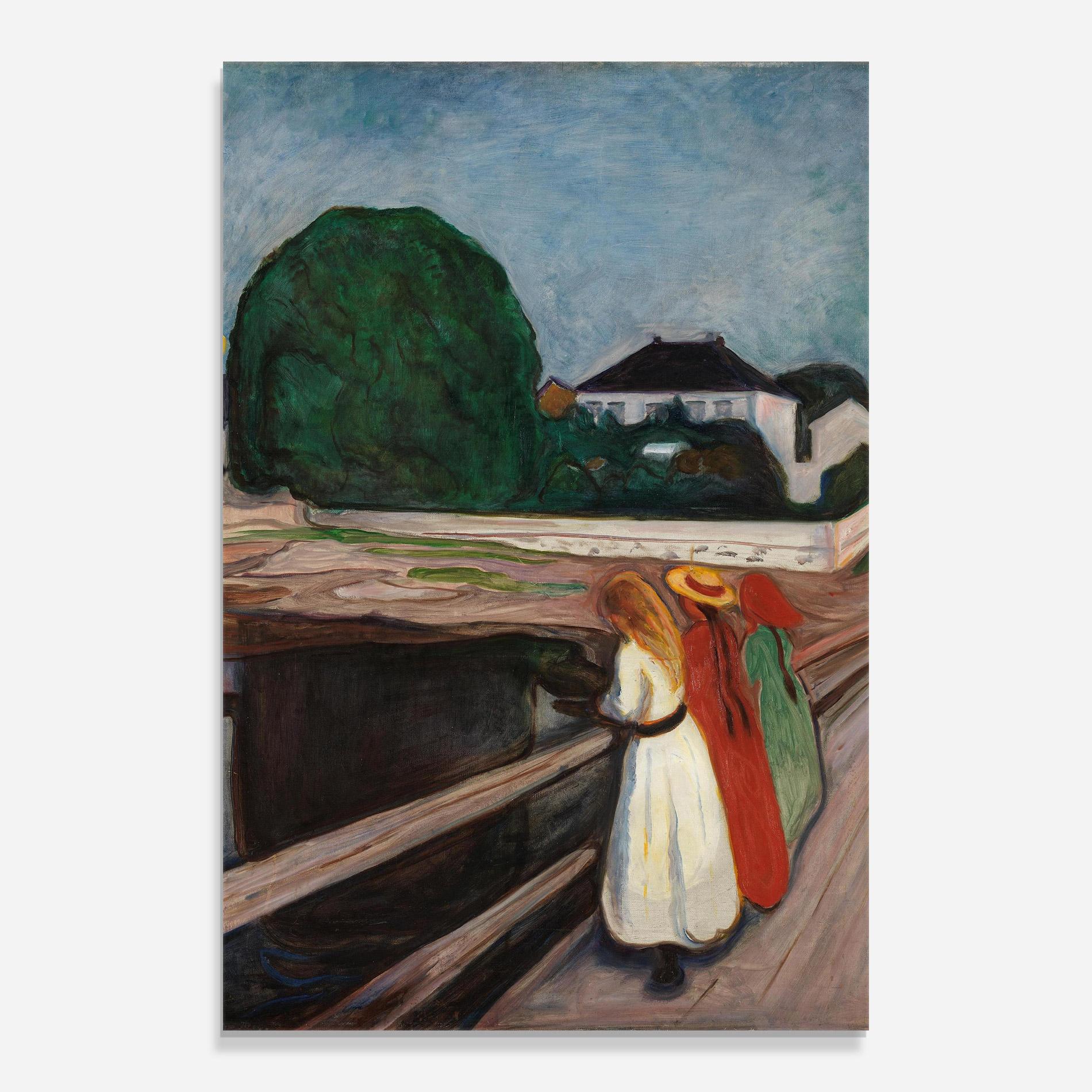 Стъклена картина Girls On The Bridge mockup 0