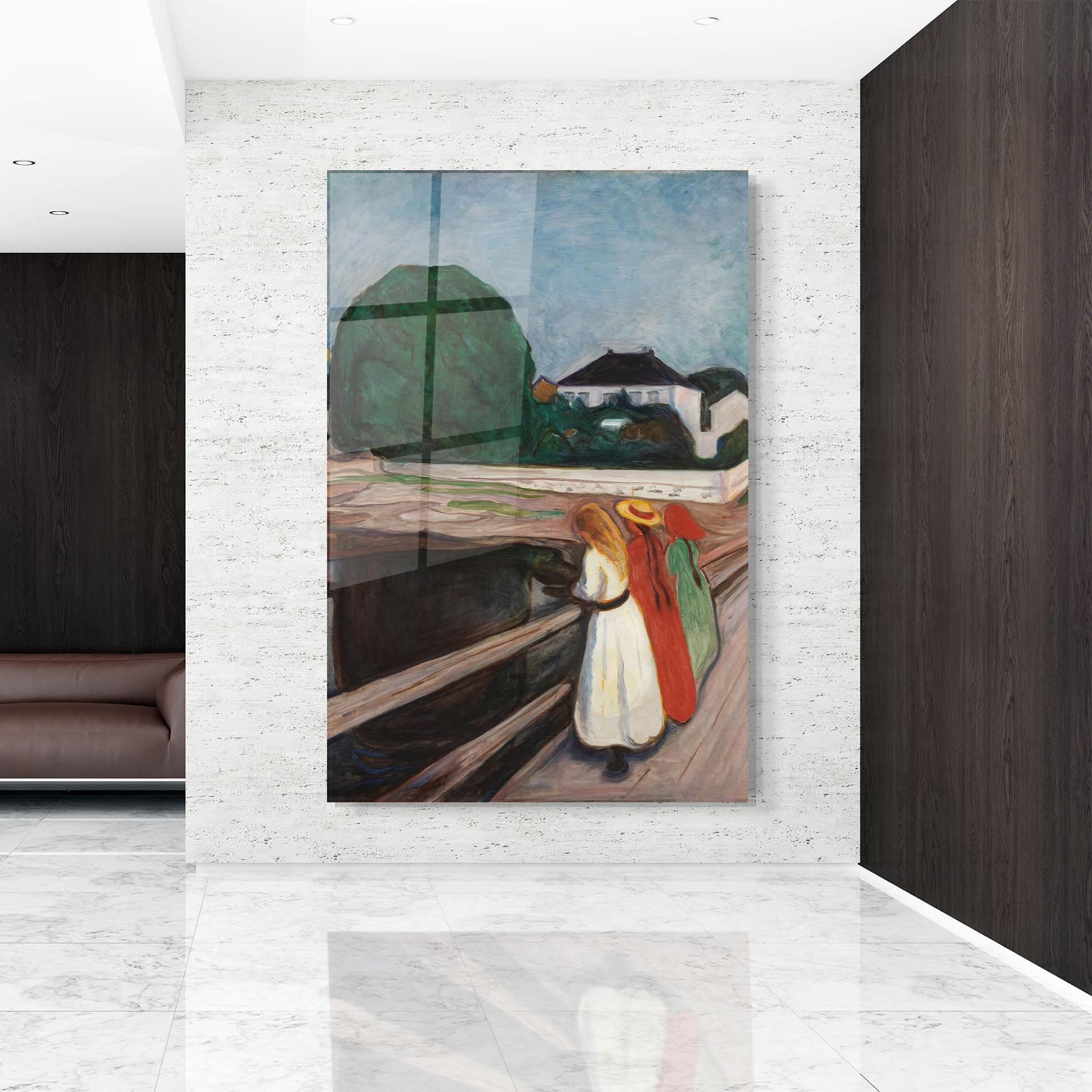 Стъклена картина Girls On The Bridge mockup 9