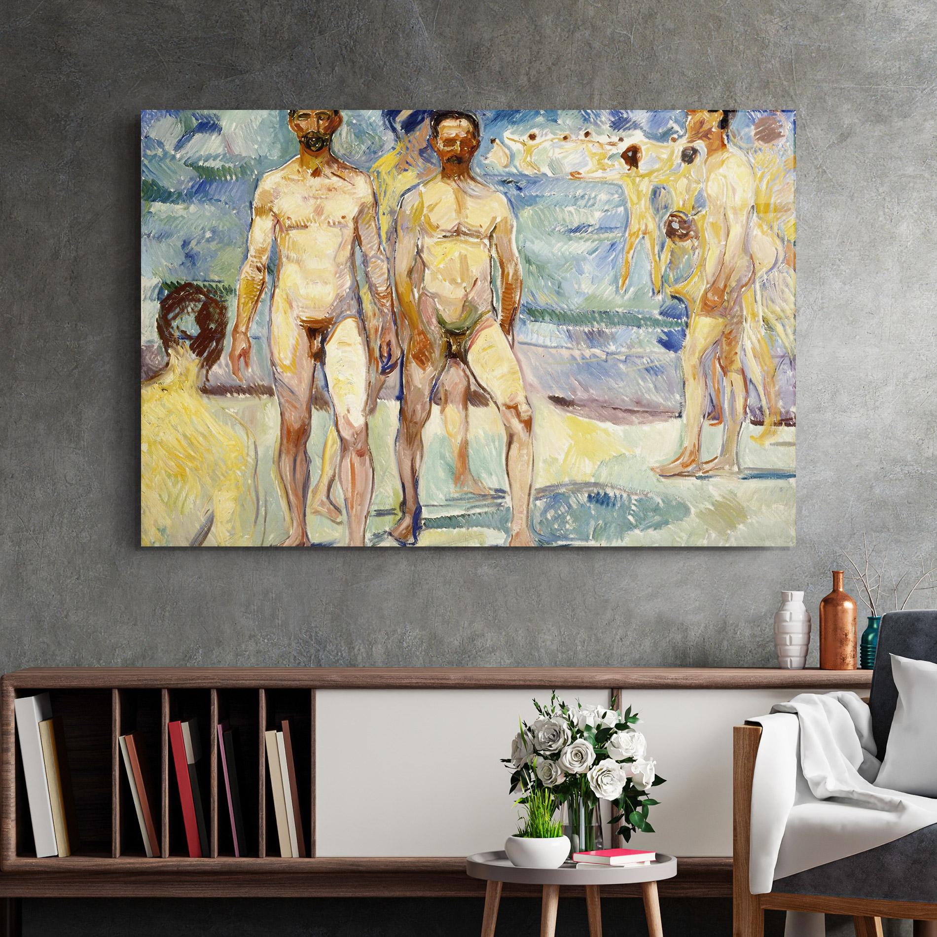 Стъклена картина Bathing Men mockup 2
