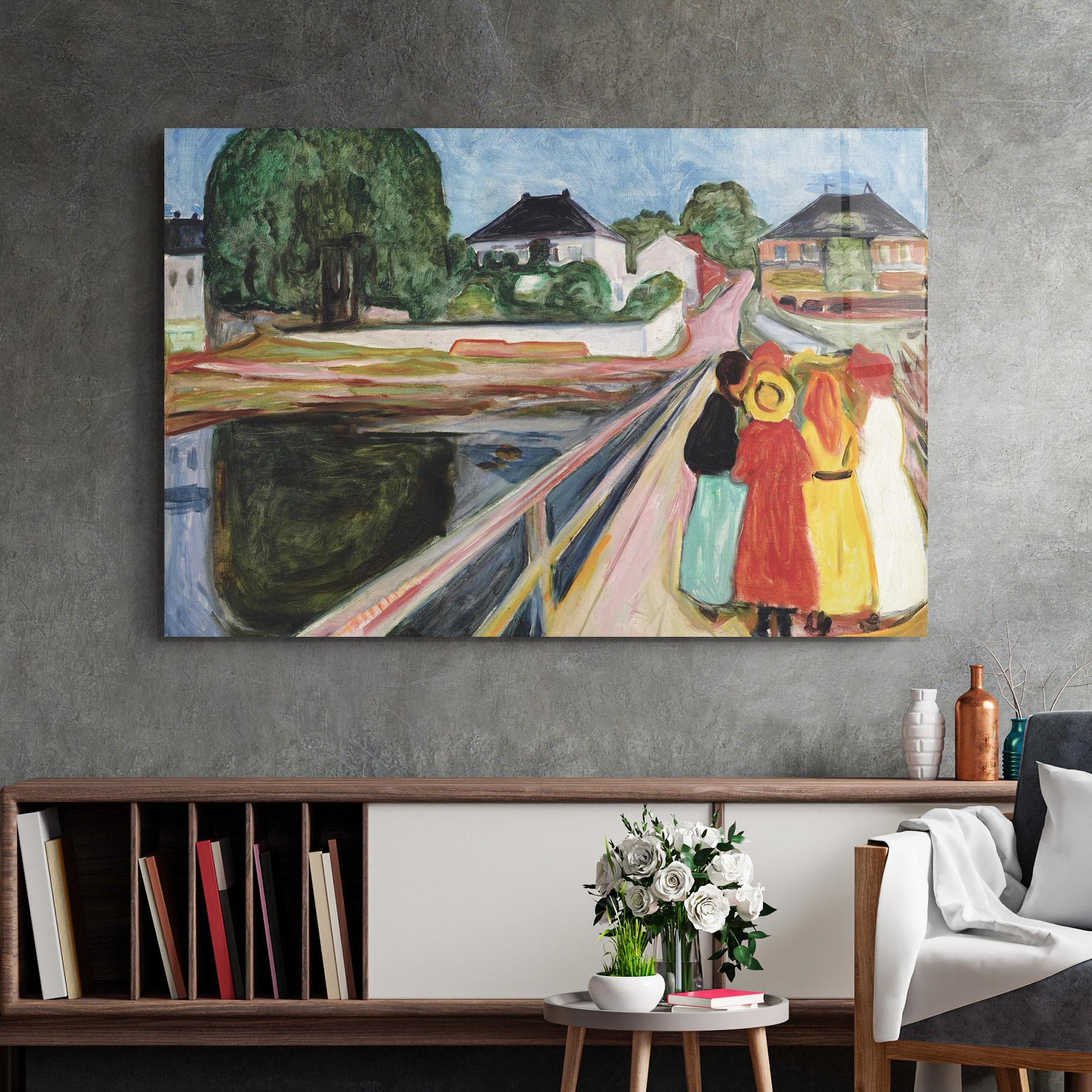 Стъклена картина Pikene Pa Broen mockup 2