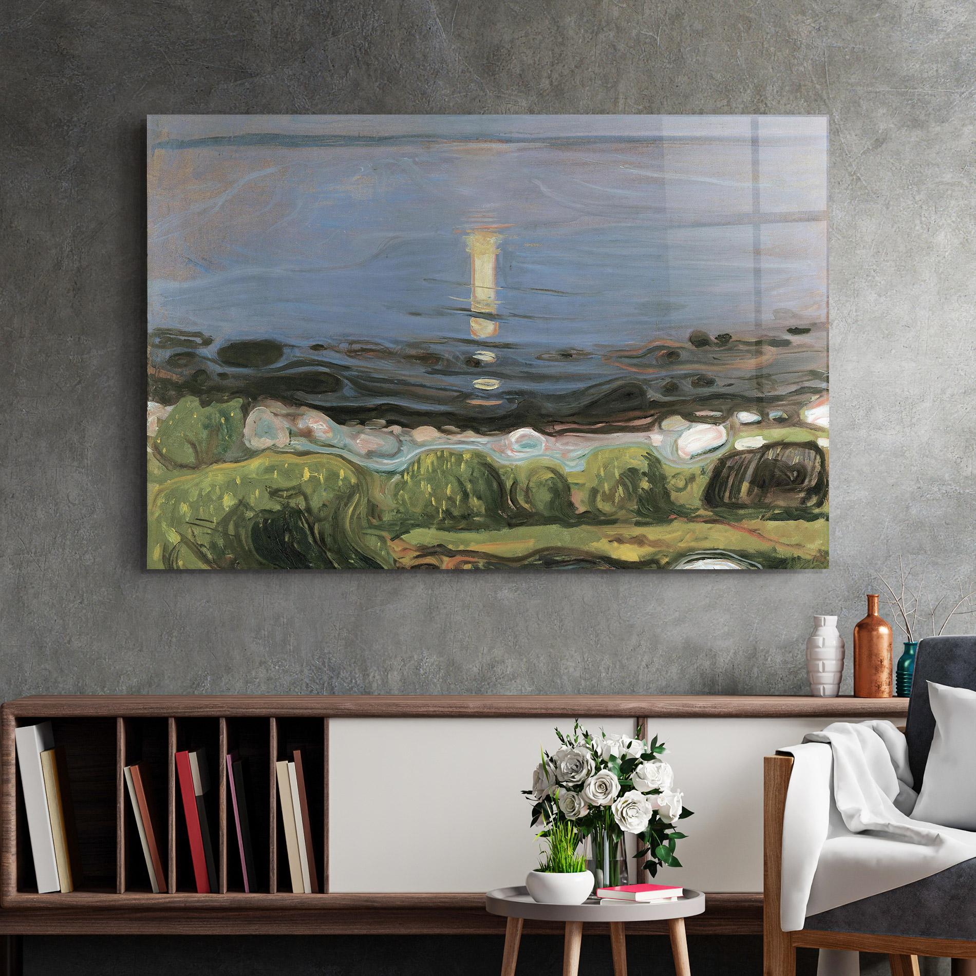 Стъклена картина Summer Night Beach mockup 2