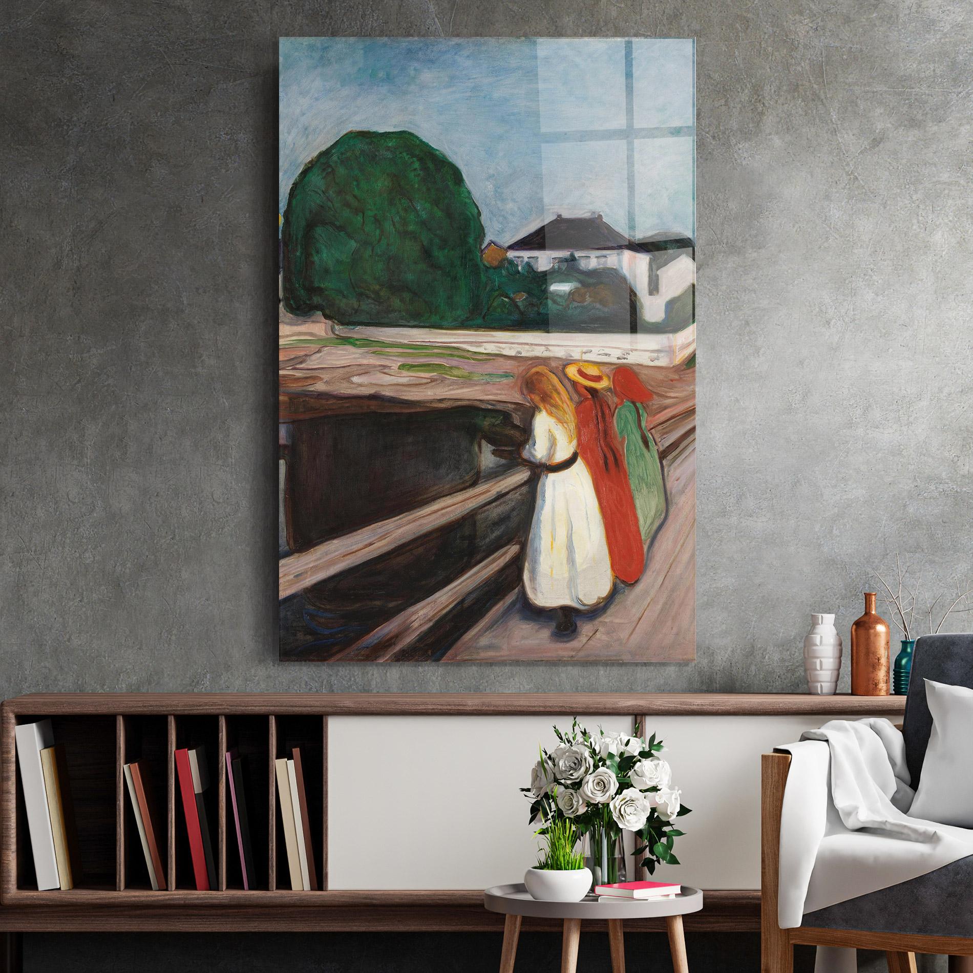 Стъклена картина Girls On The Bridge mockup 2