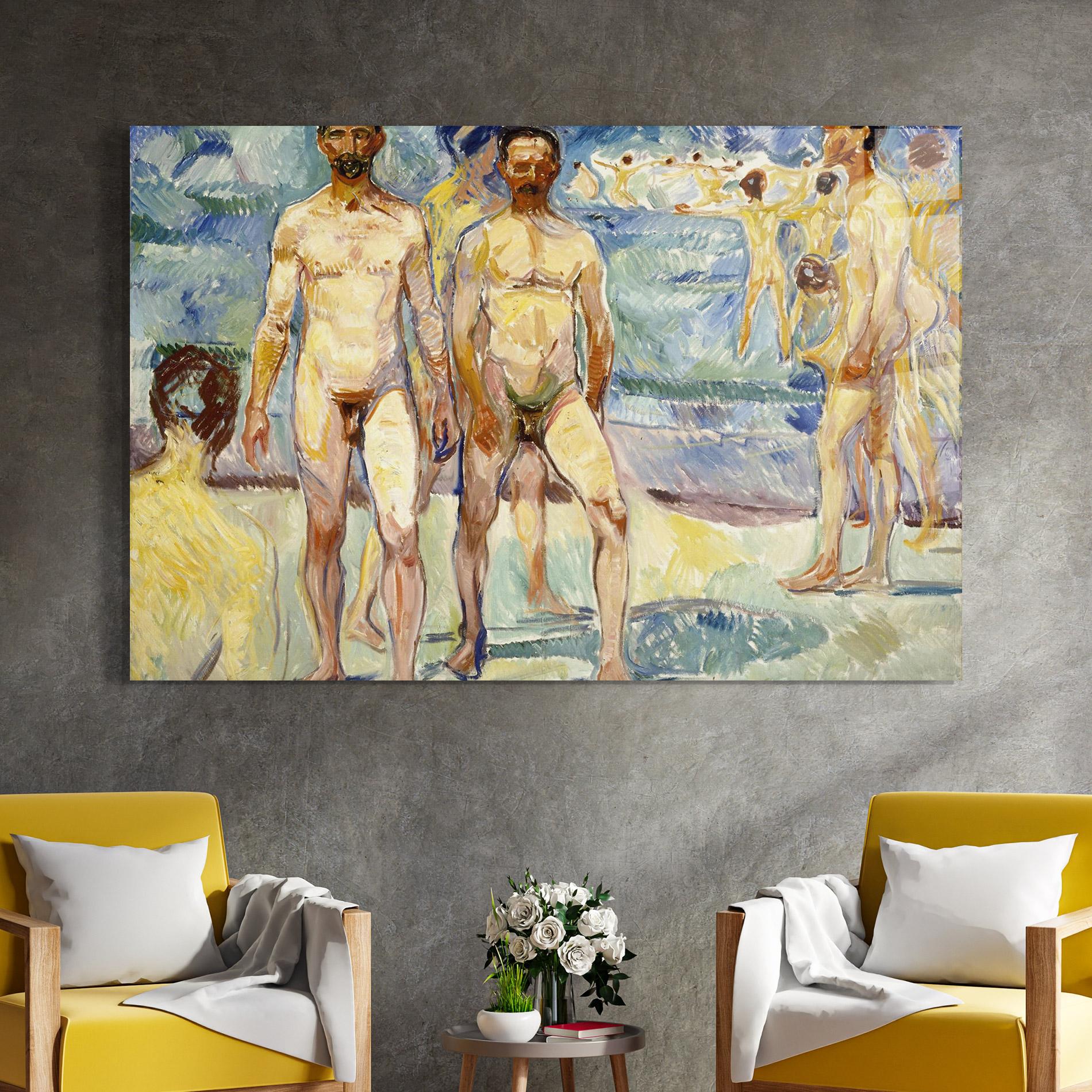 Стъклена картина Bathing Men mockup 4