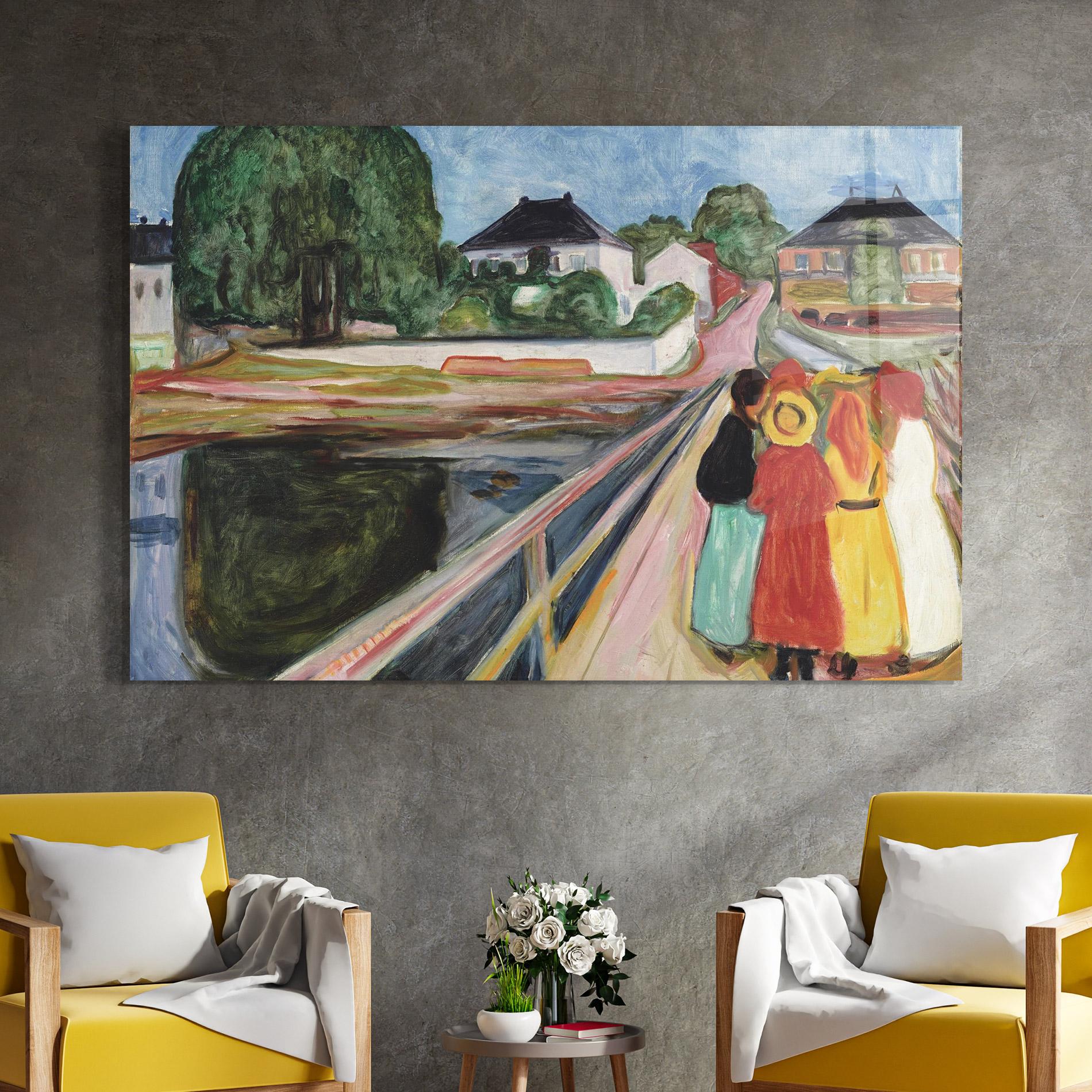 Стъклена картина Pikene Pa Broen mockup 4