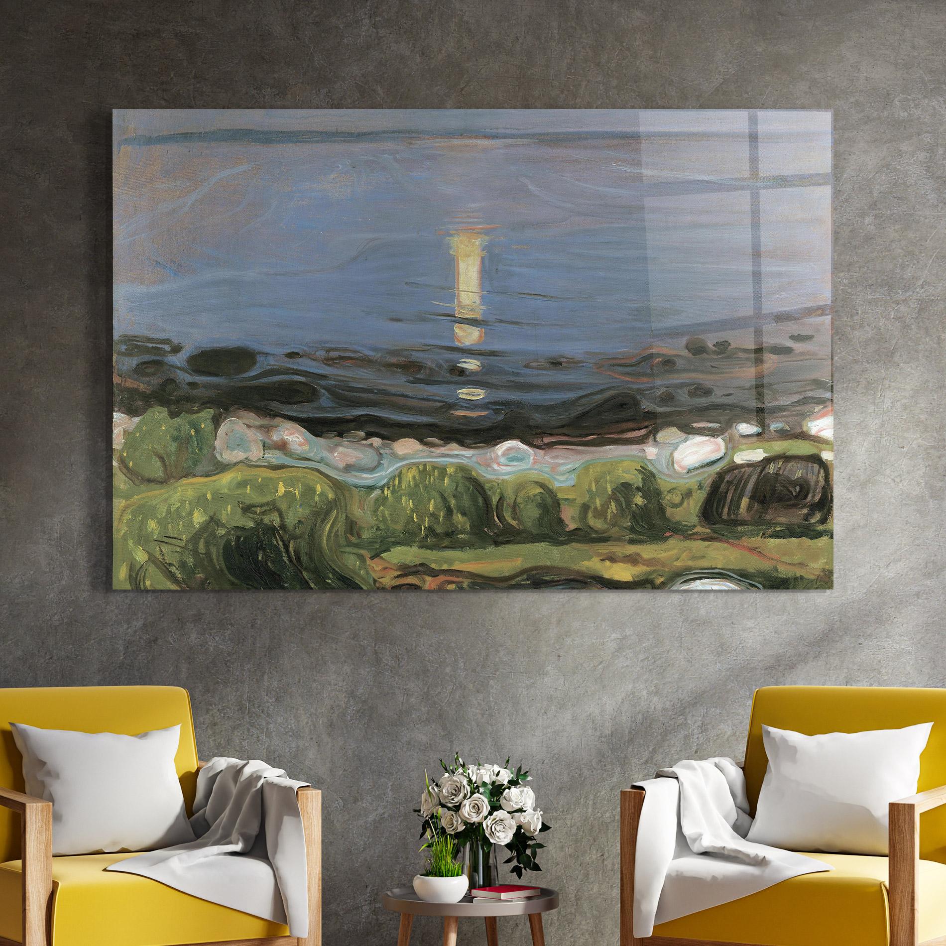 Стъклена картина Summer Night Beach mockup 4