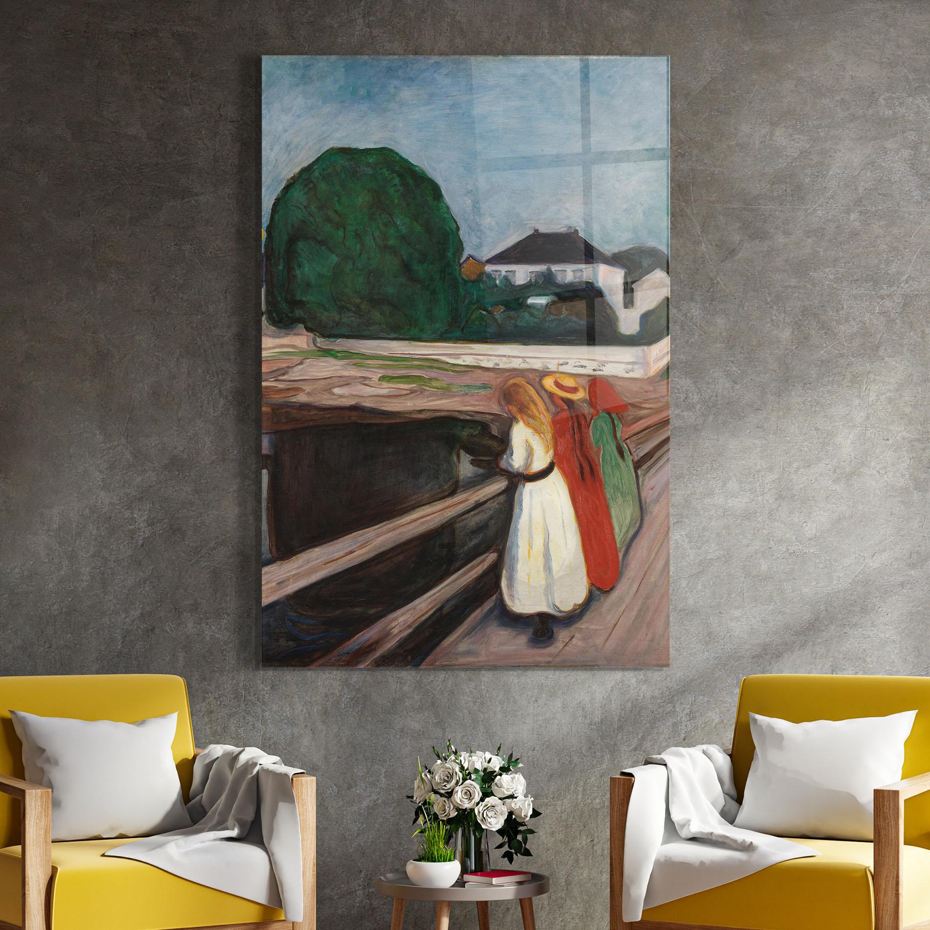 Стъклена картина Girls On The Bridge mockup 4