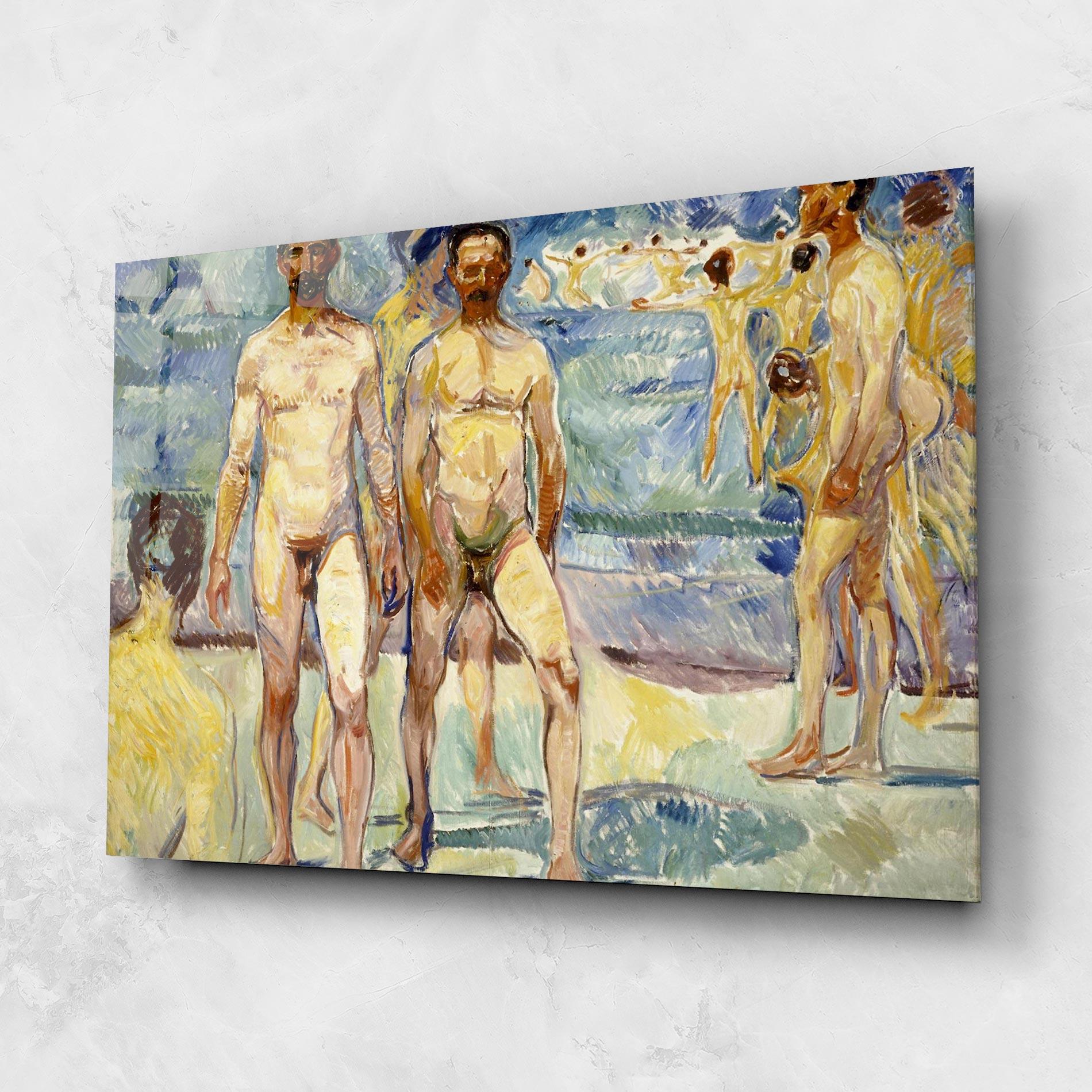Стъклена картина Bathing Men mockup 1