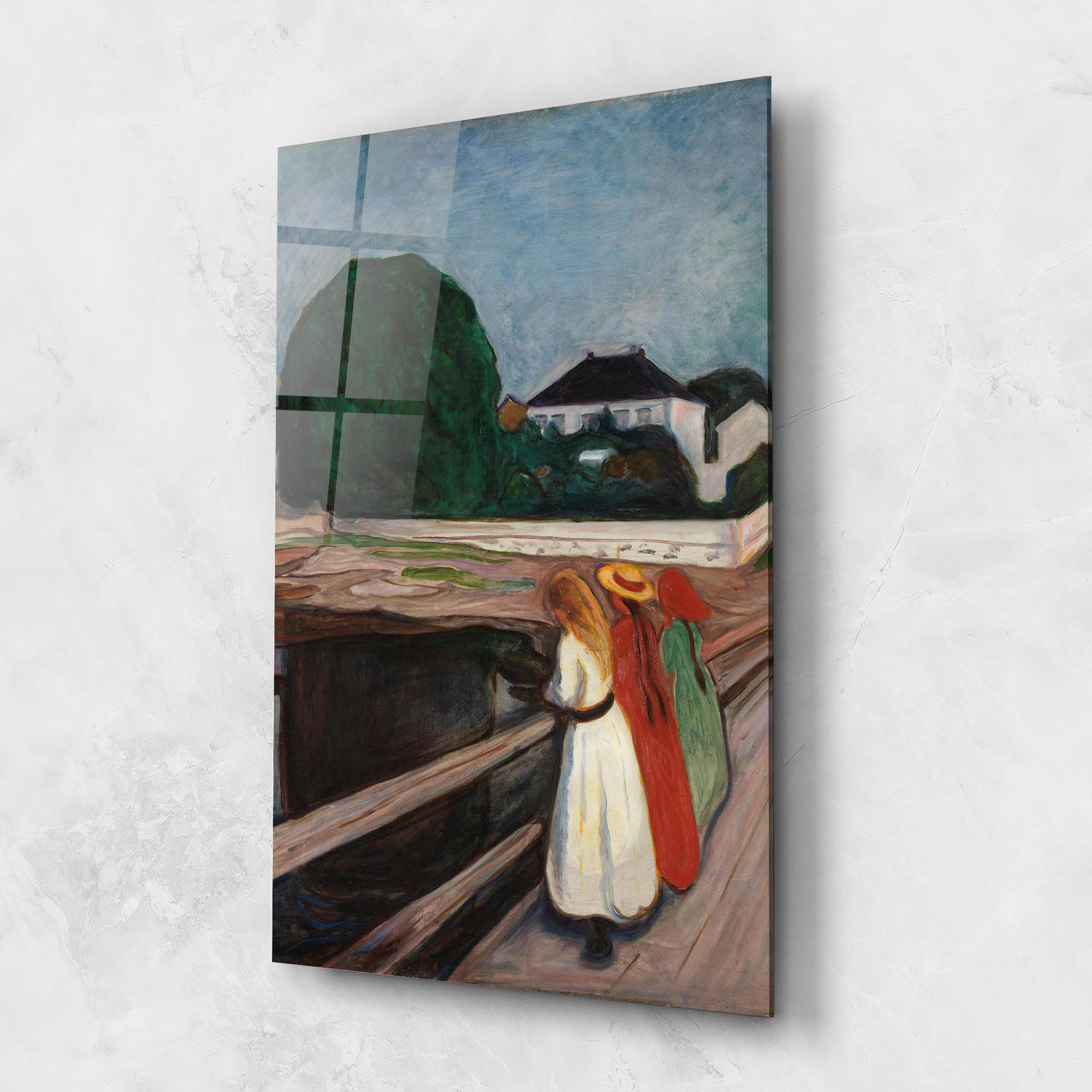 Стъклена картина Girls On The Bridge mockup 1