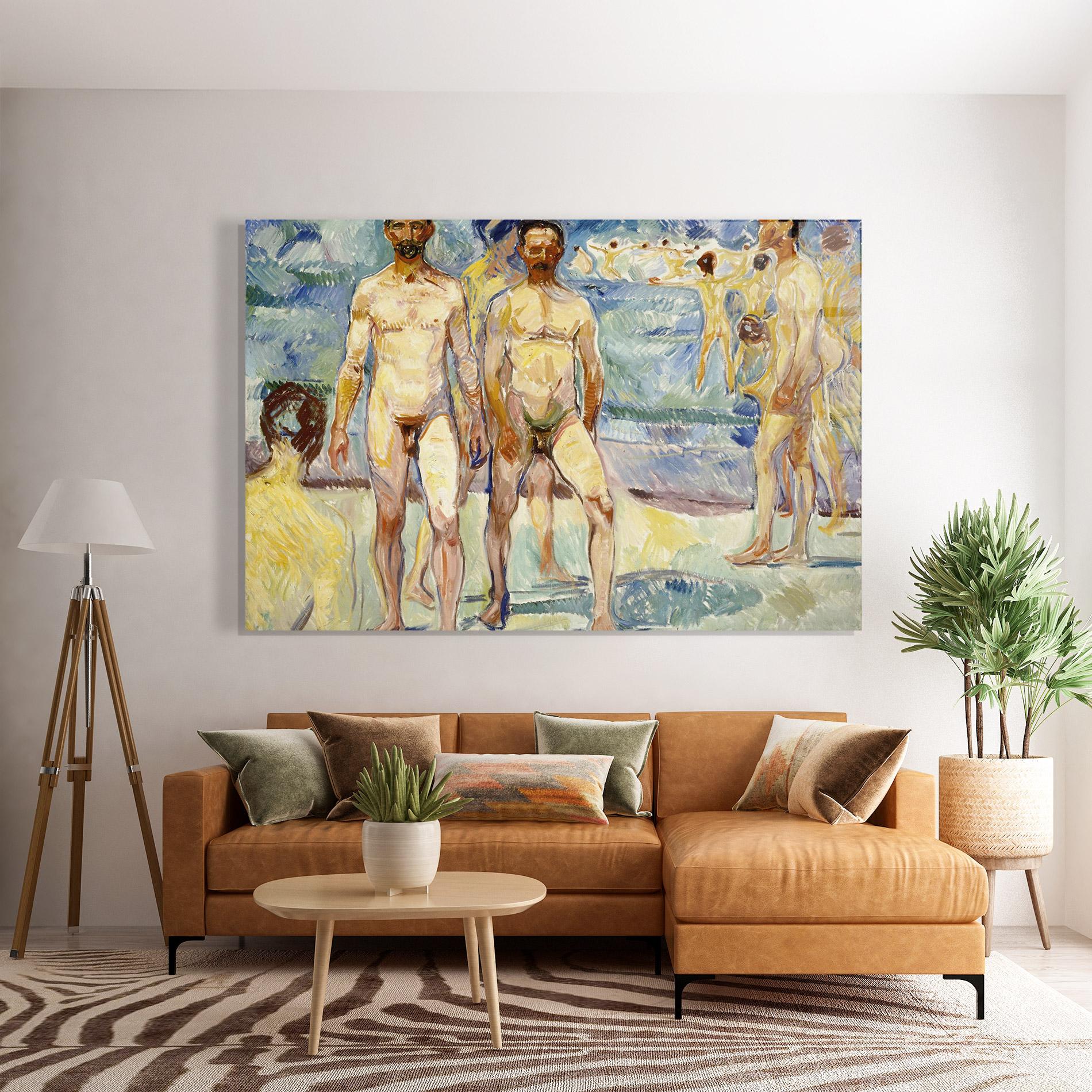 Стъклена картина Bathing Men mockup 7