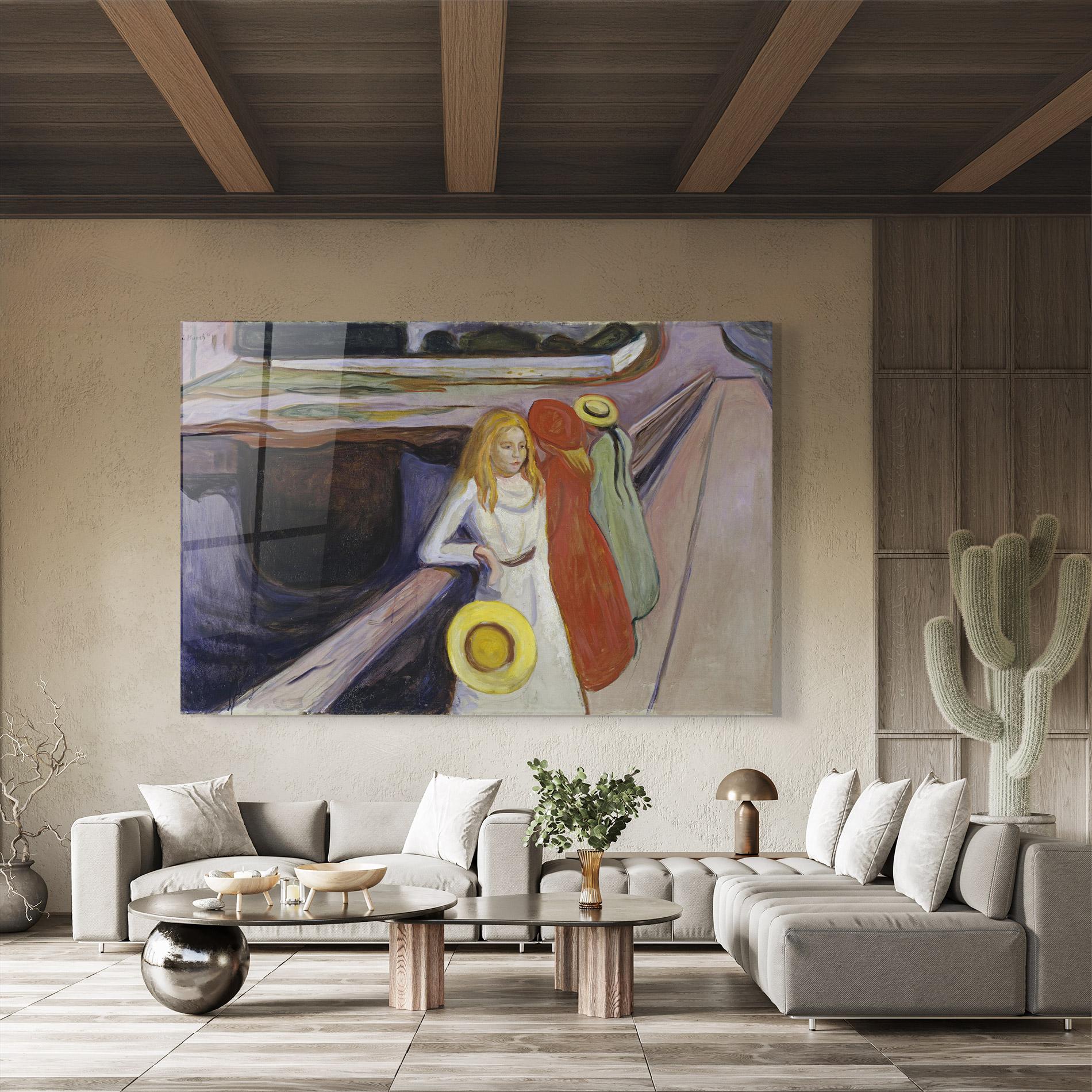 Стъклена картина Bridge Girls mockup 8