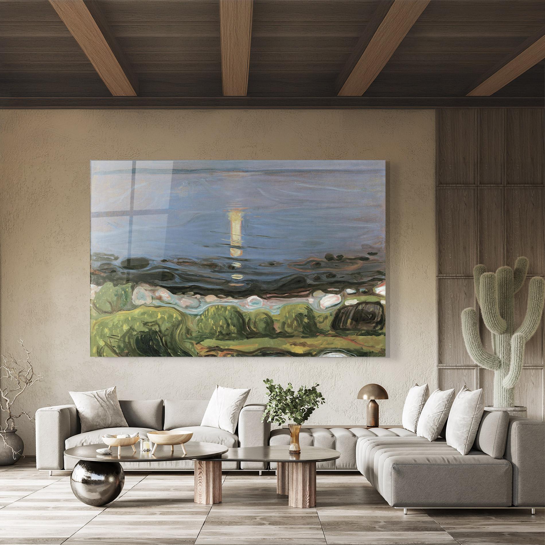 Стъклена картина Summer Night Beach mockup 8