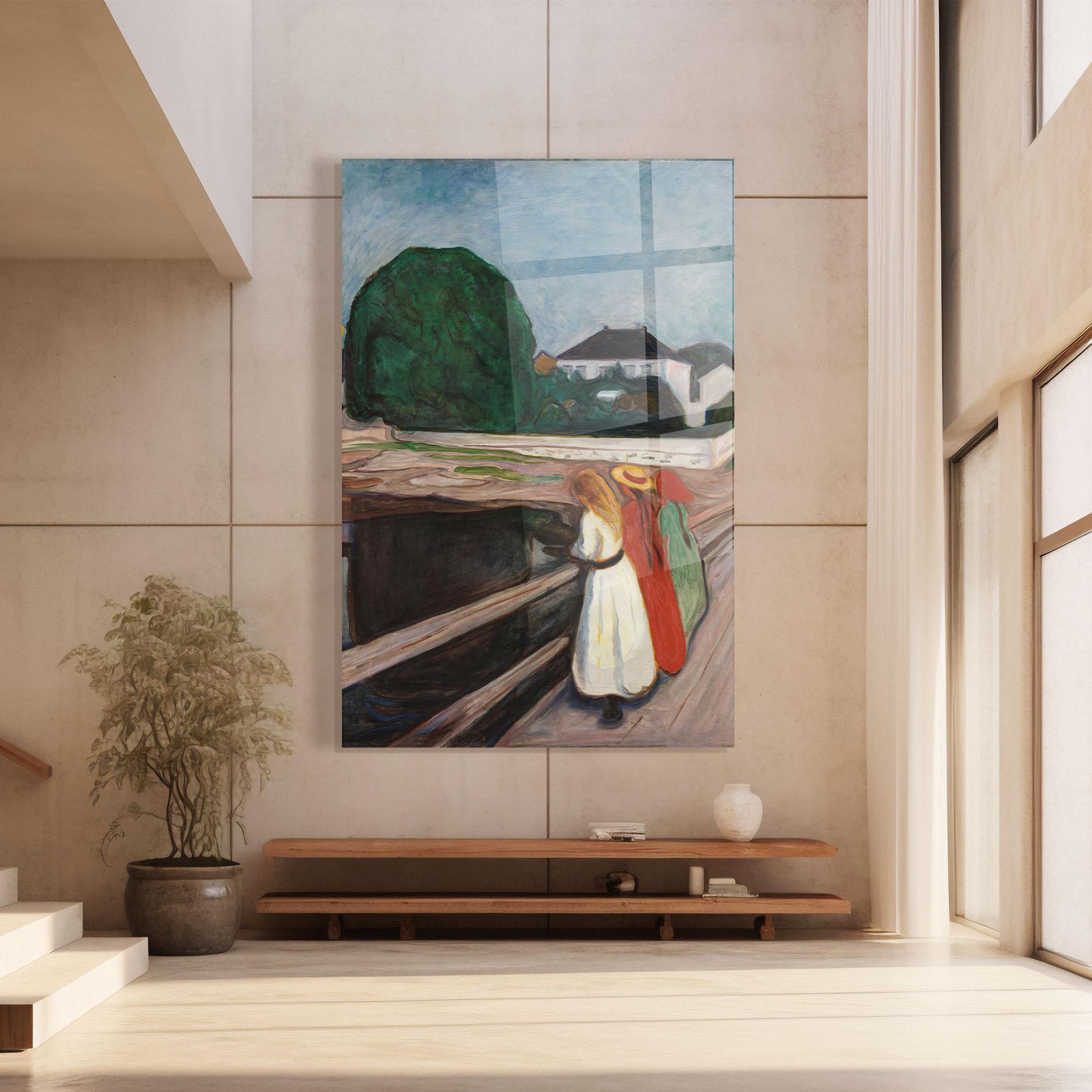 Стъклена картина Girls On The Bridge mockup 8