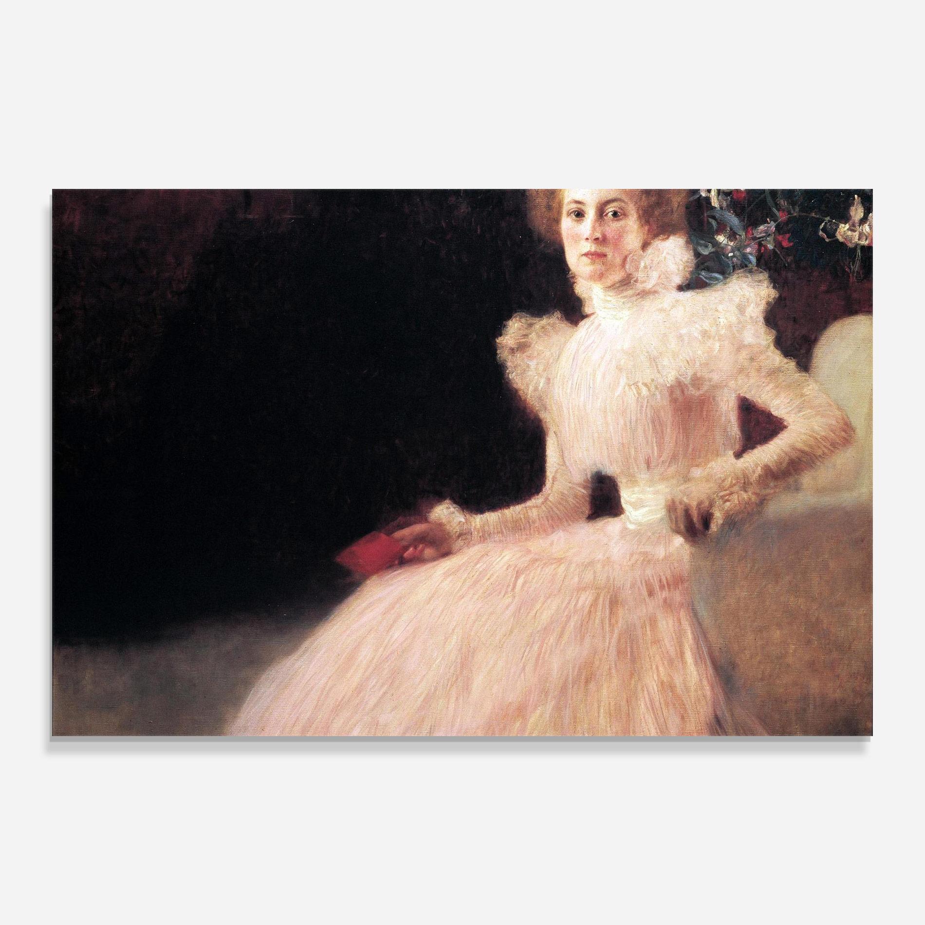 Стъклена картина Gustav Klimt Pink Dress mockup 0