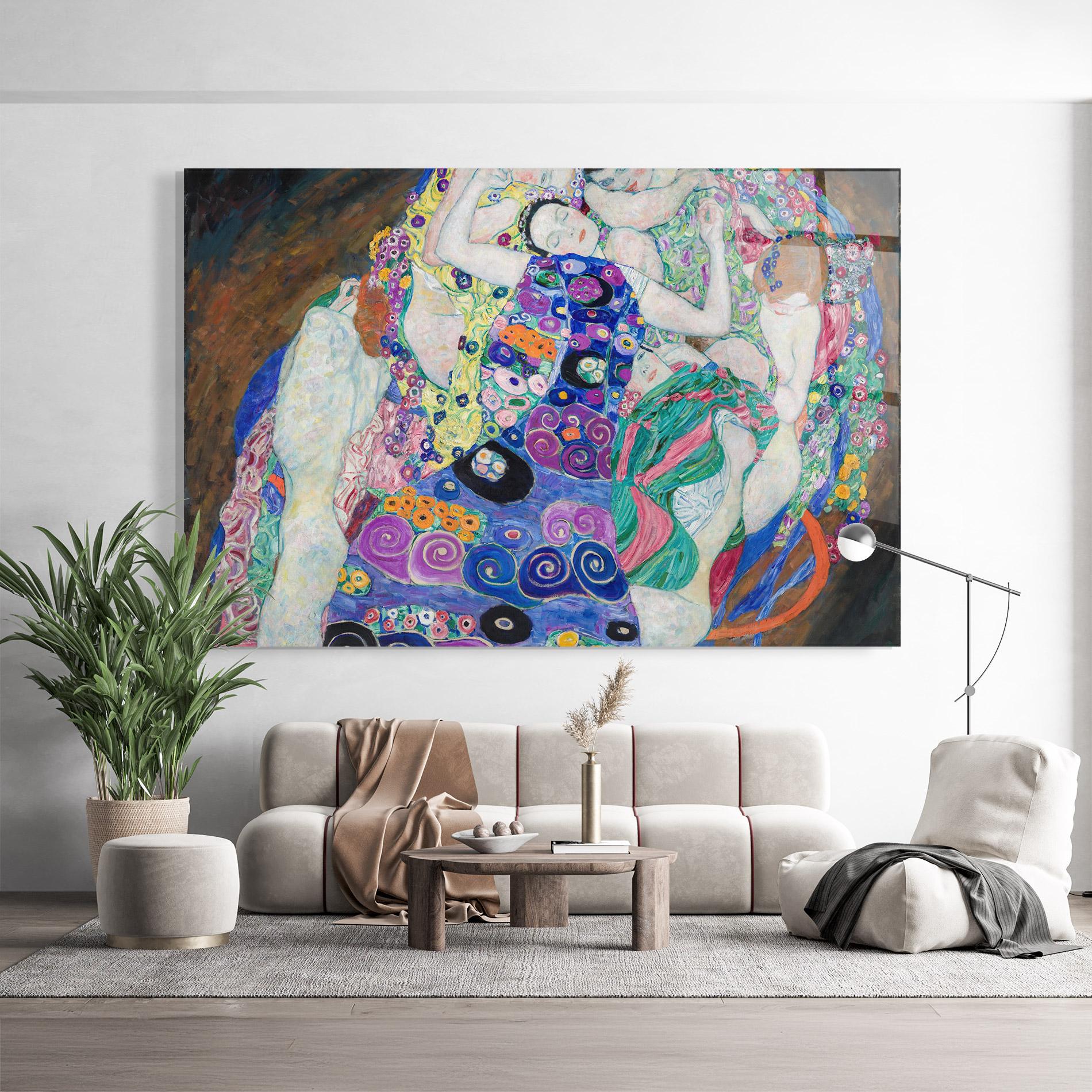 Стъклена картина Klimt Die Jungfrau mockup 9