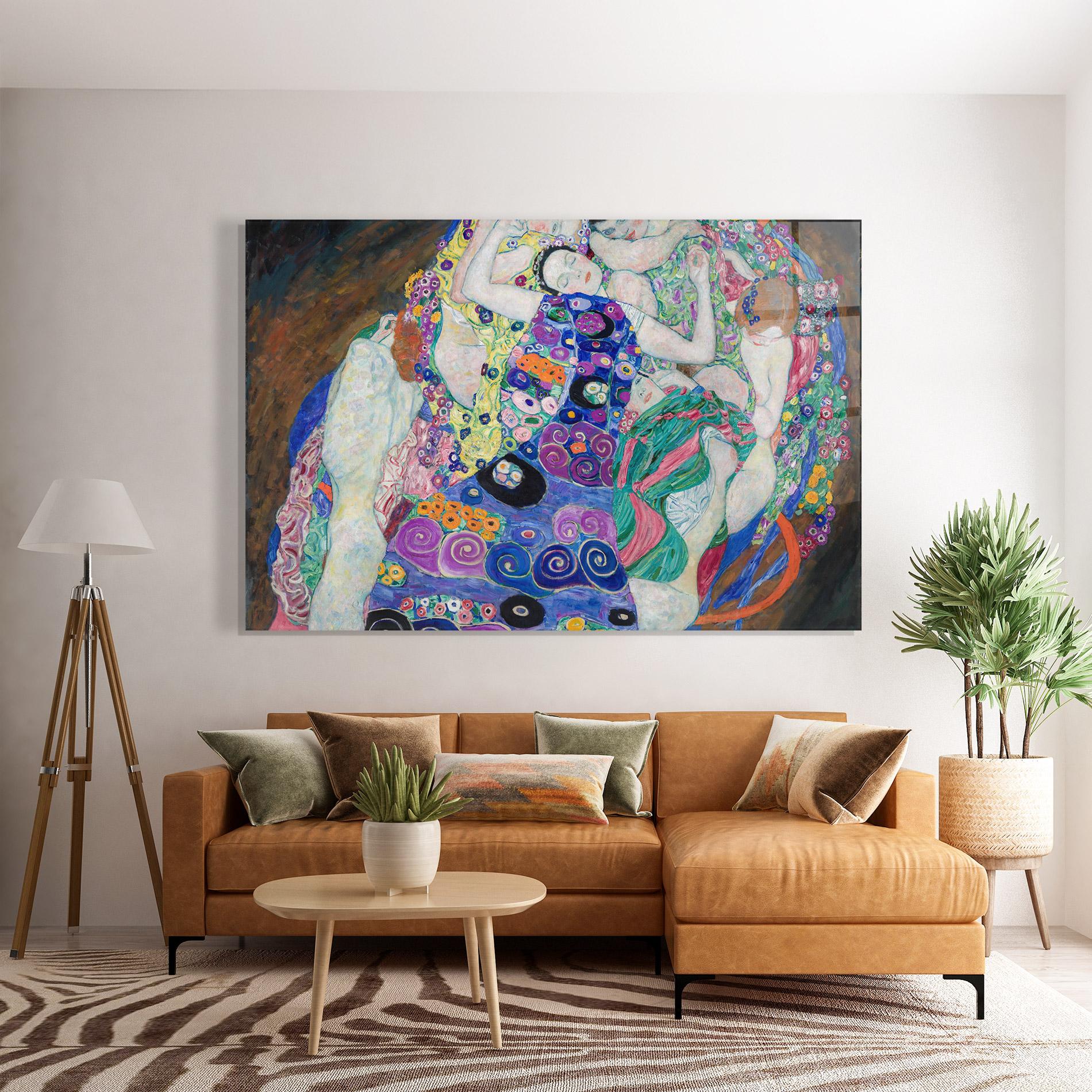 Стъклена картина Klimt Die Jungfrau mockup 7