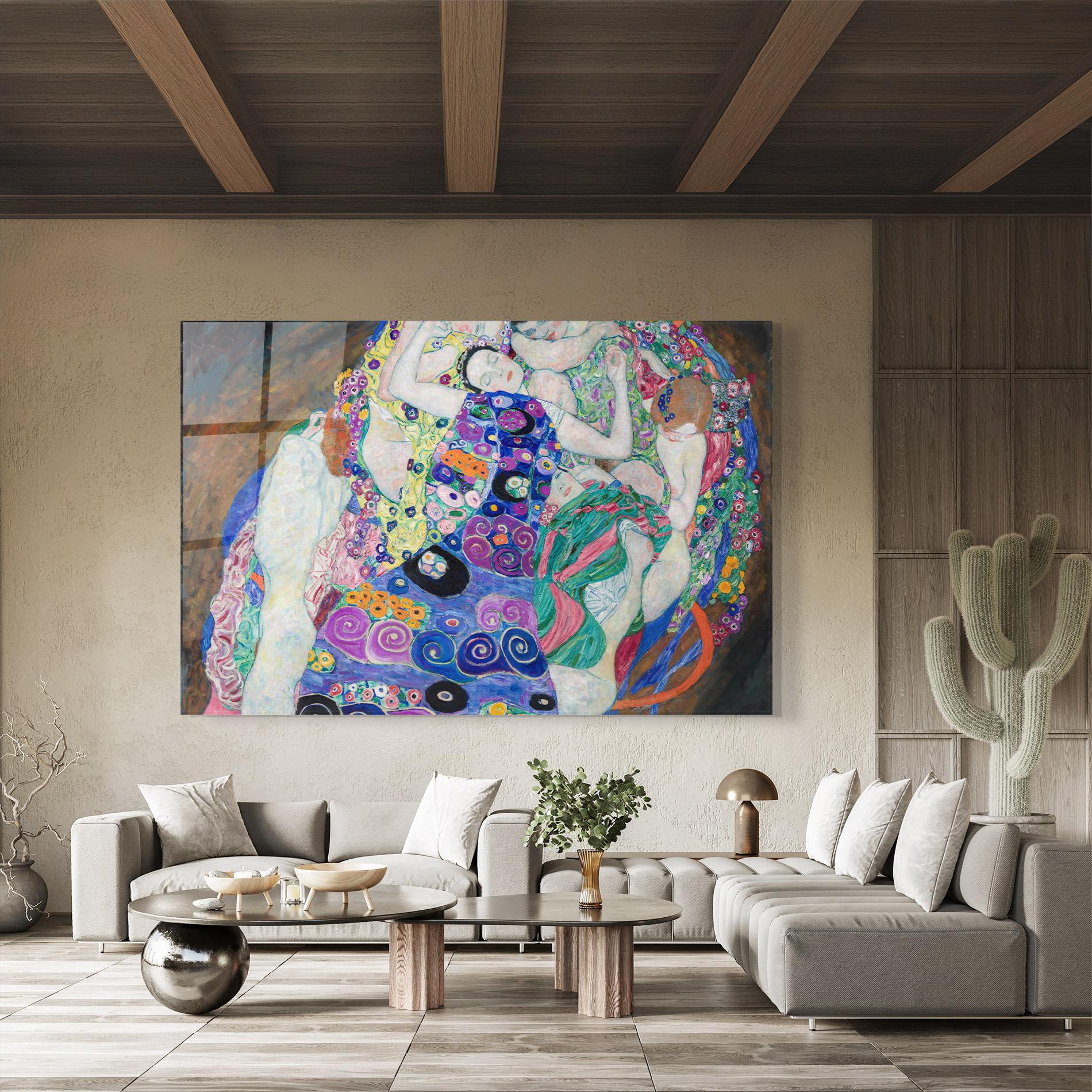 Стъклена картина Klimt Die Jungfrau mockup 8