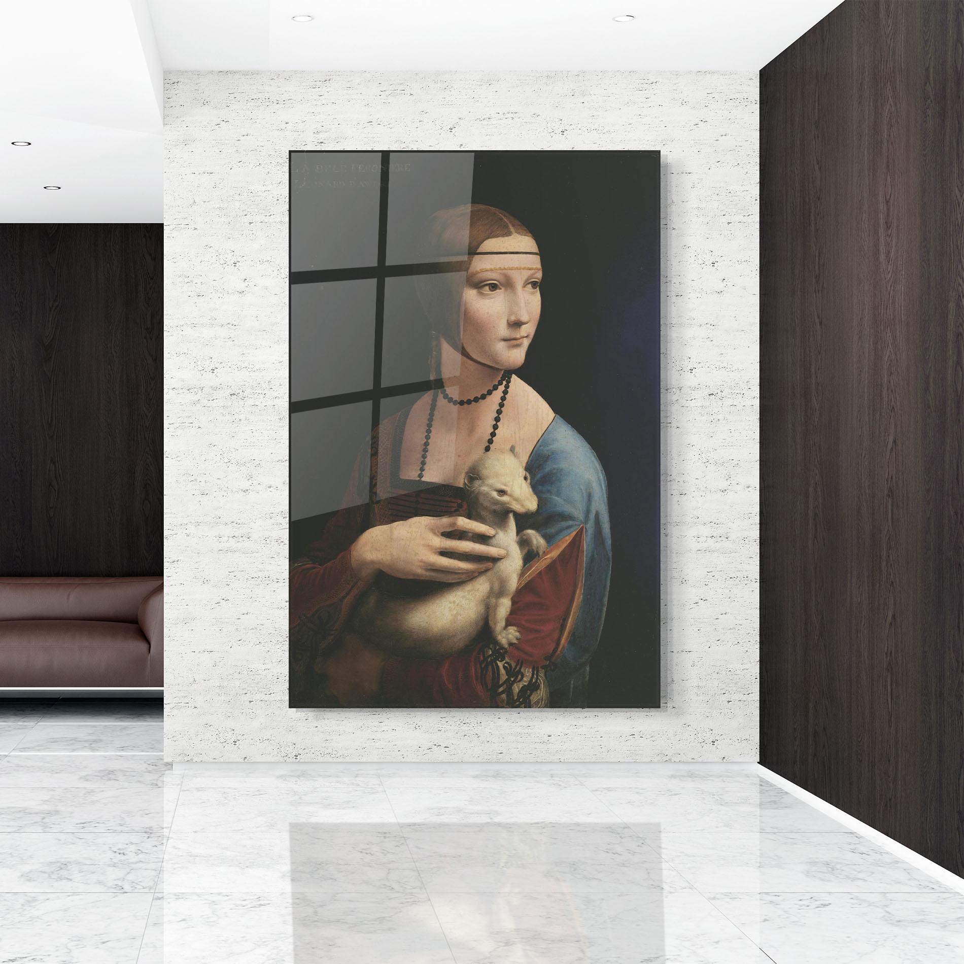 Стъклена картина Lady With An Ermine Leonardo Da Vinci mockup 9