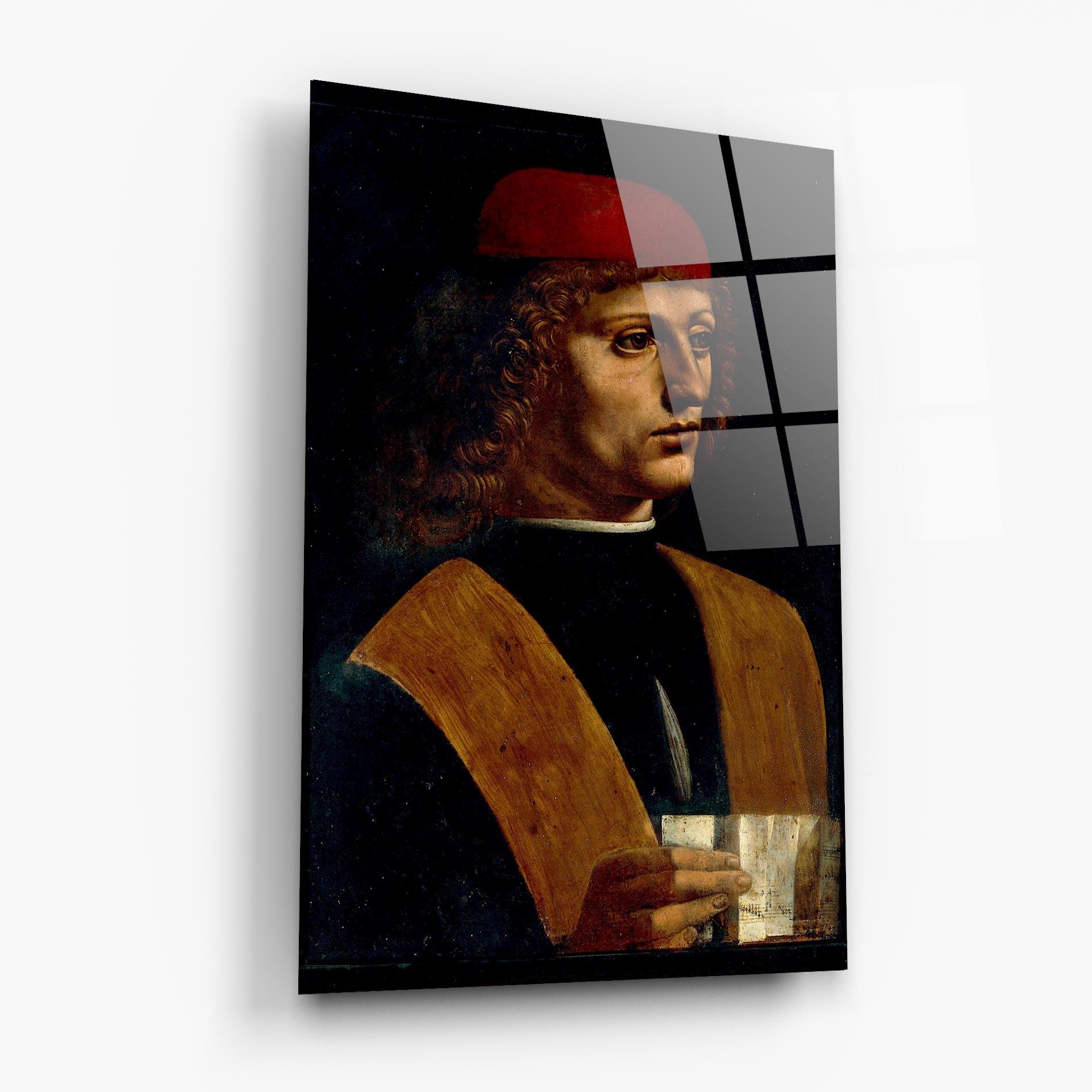 Стъклена картина Leonardo Da Vinci Portrait Of A Musician Pinacoteca Ambrosiana mockup 6