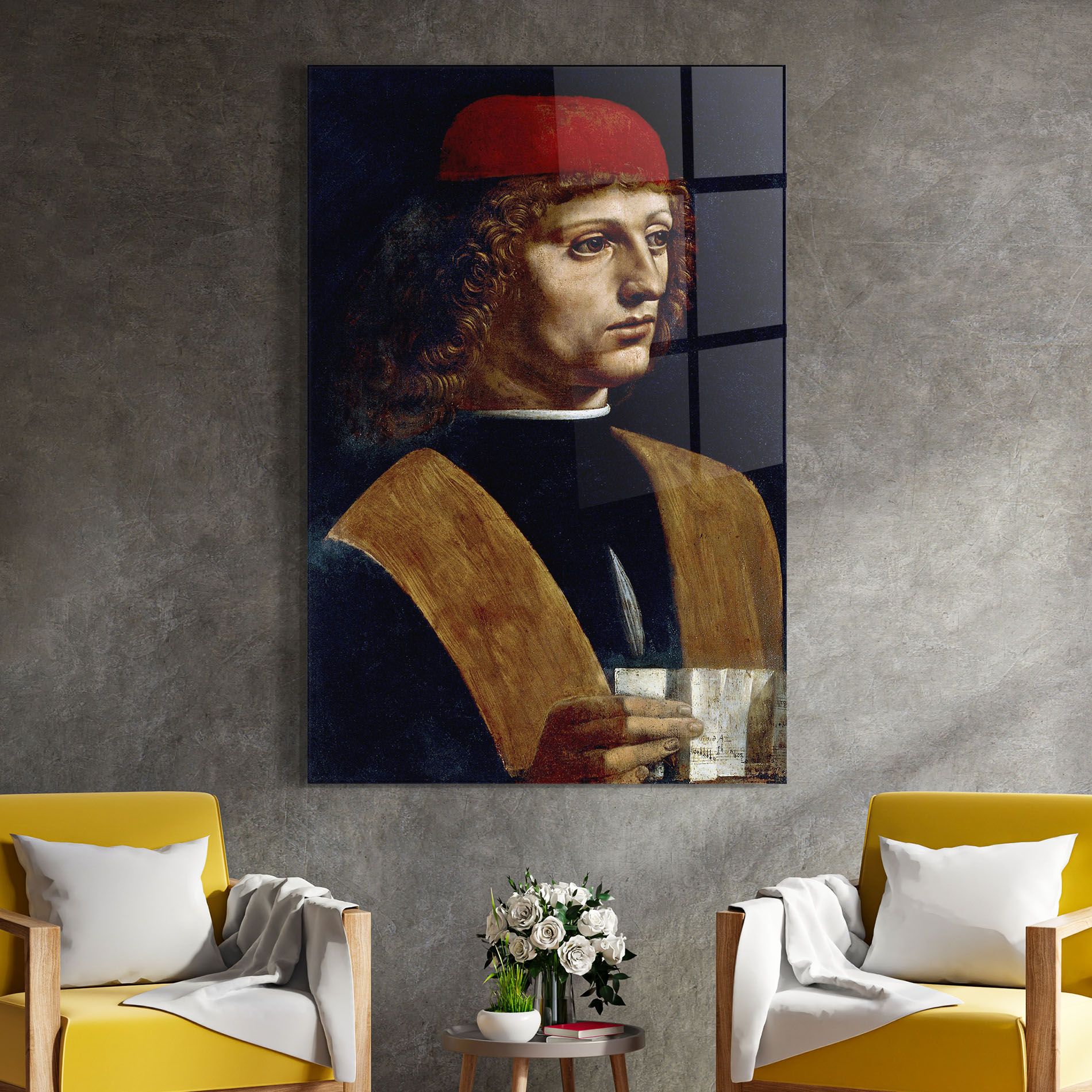 Leonardo Da Vinci's The Portrait Of A Musician mockup 4