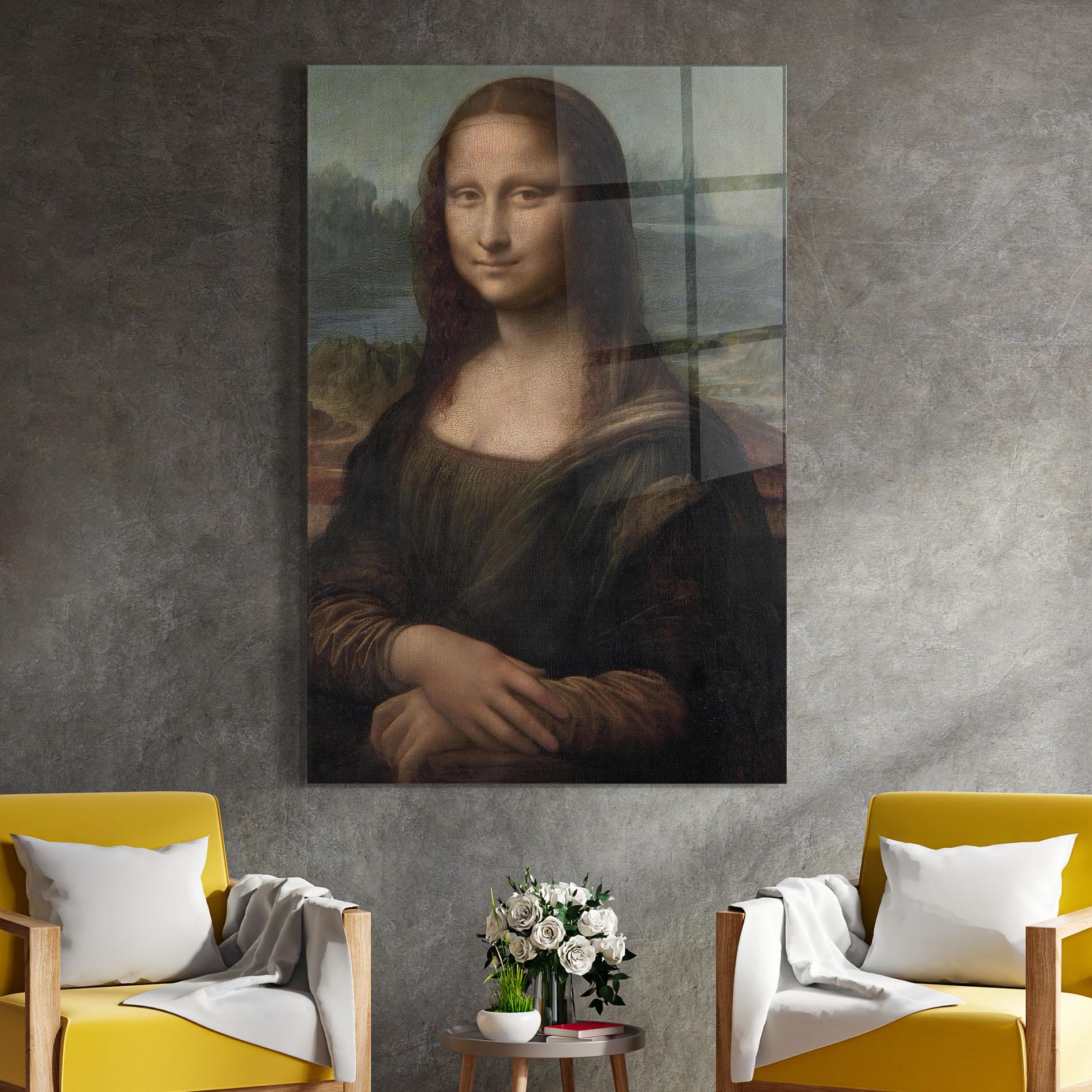 Стъклена картина Mona Lisa By Leonardo Da Vinci mockup 4