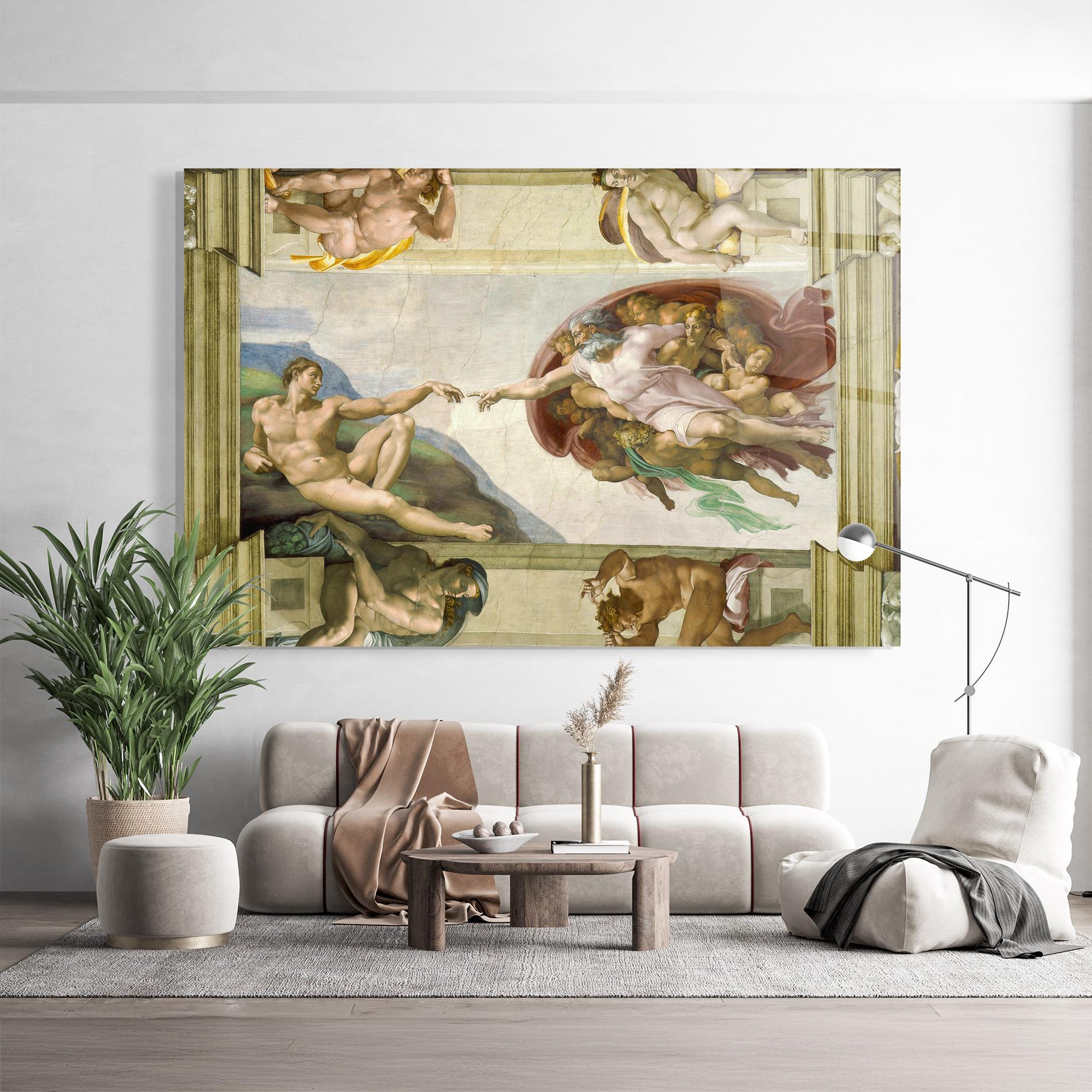 Стъклена картина Creacion De Adam mockup 9