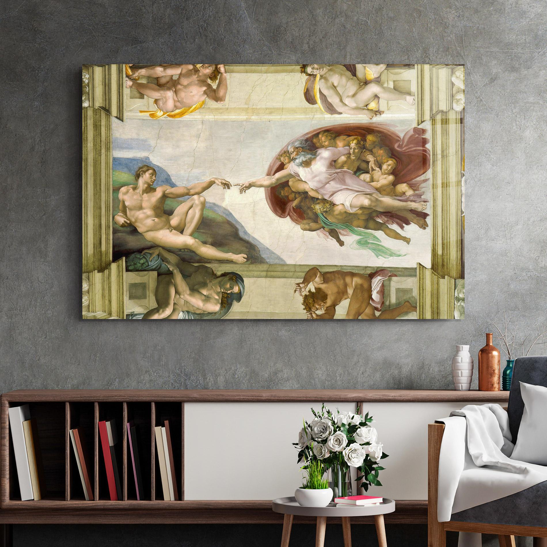 Стъклена картина Creacion De Adam mockup 2