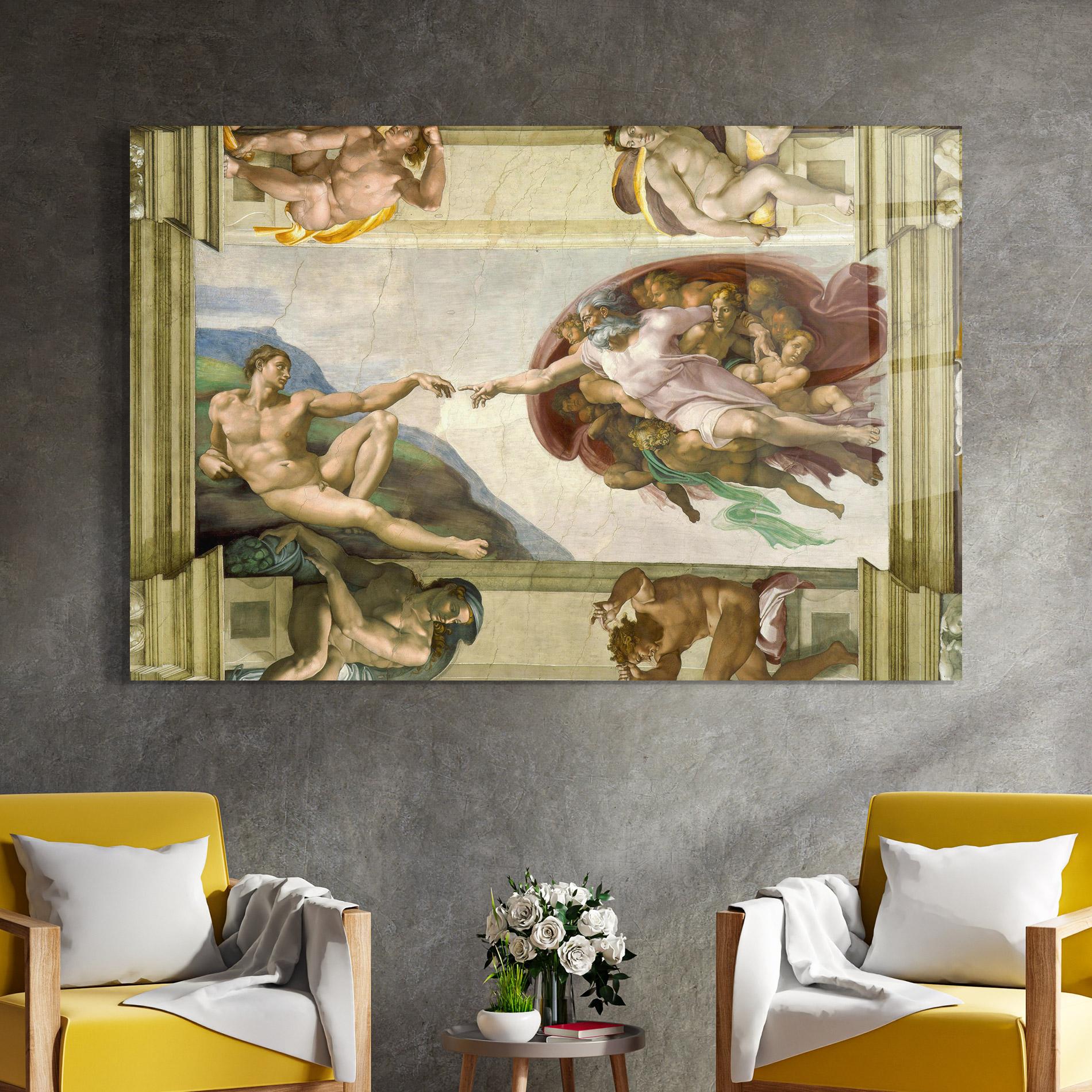 Стъклена картина Creacion De Adam mockup 4