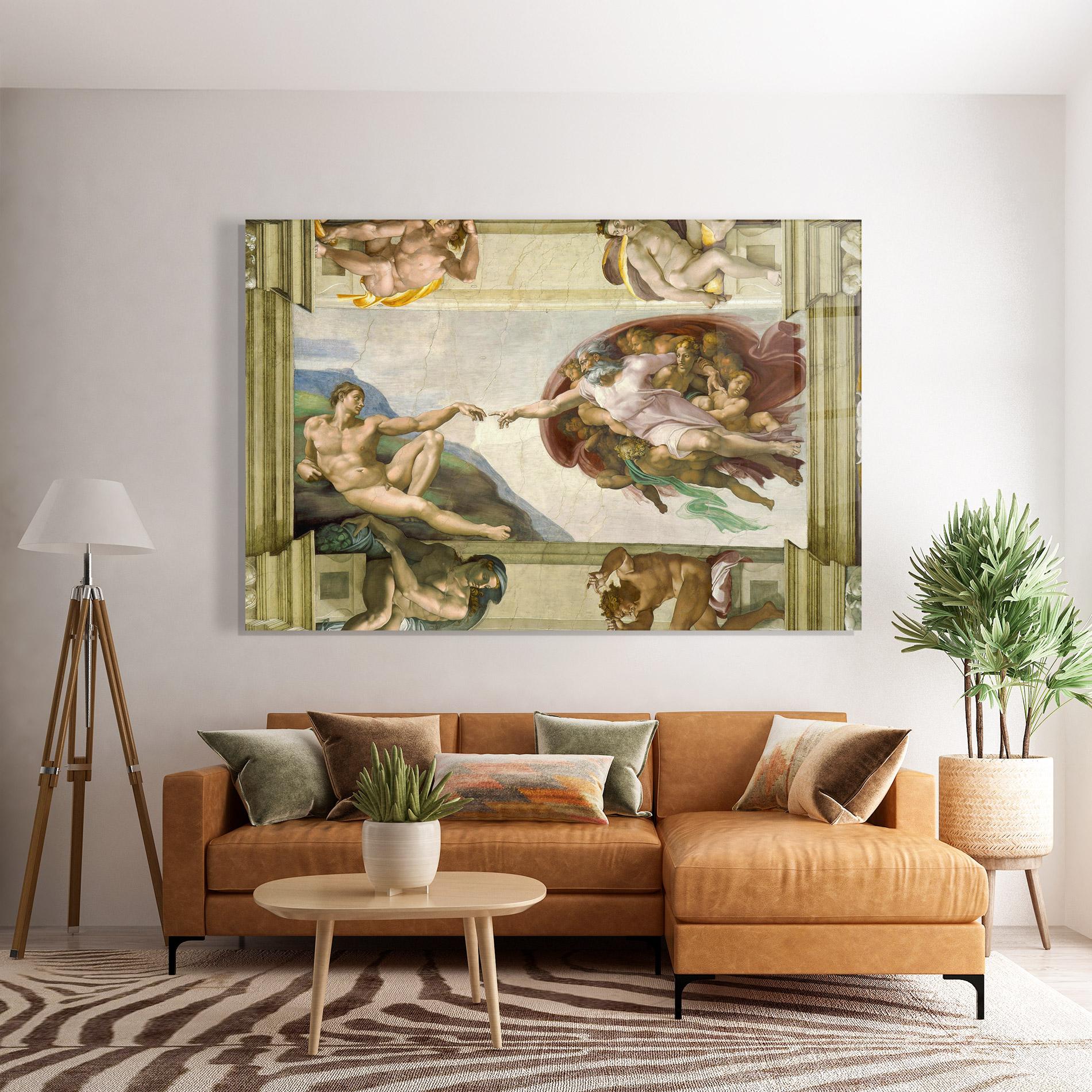 Стъклена картина Creacion De Adam mockup 7