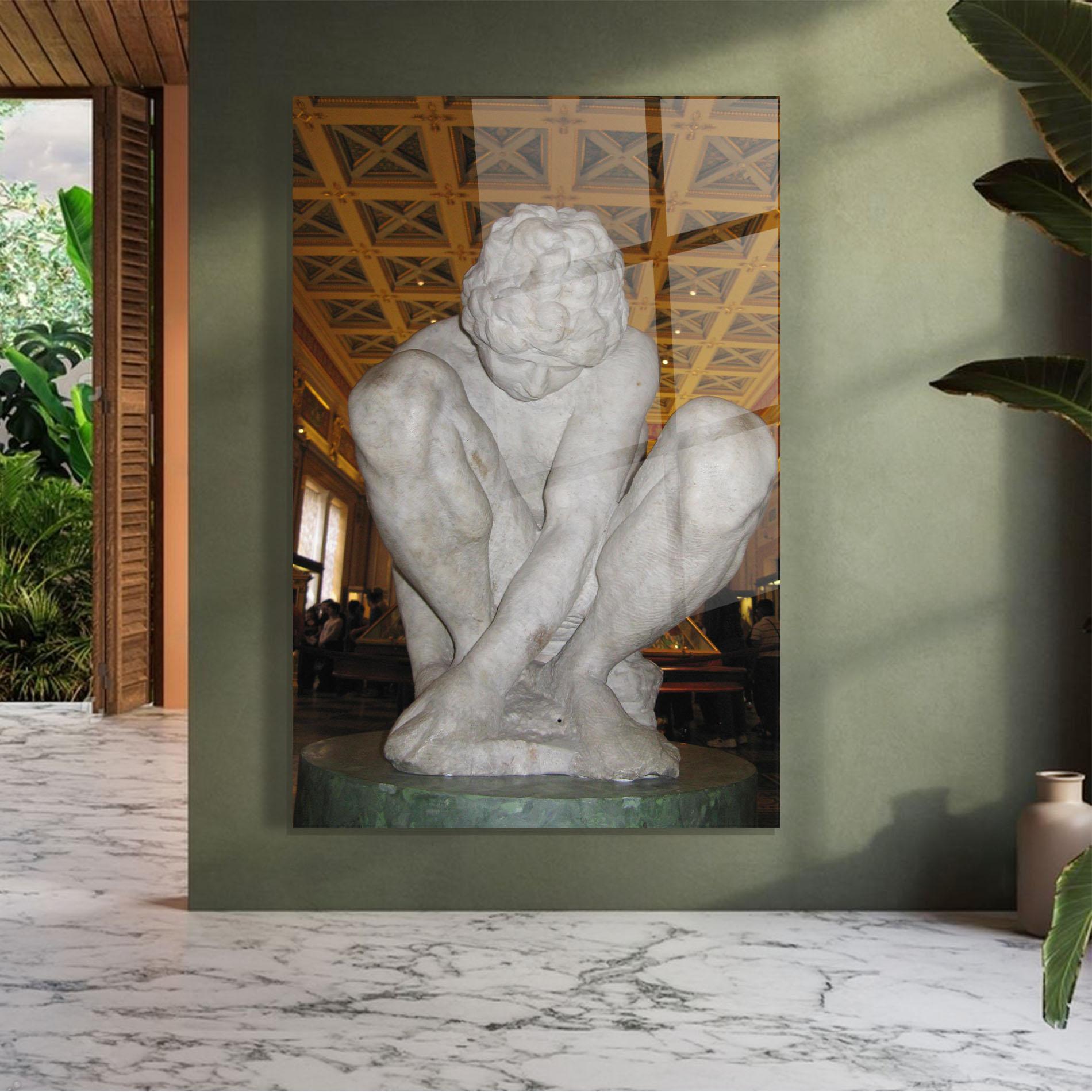 Стъклена картина Crouching Boy mockup 7