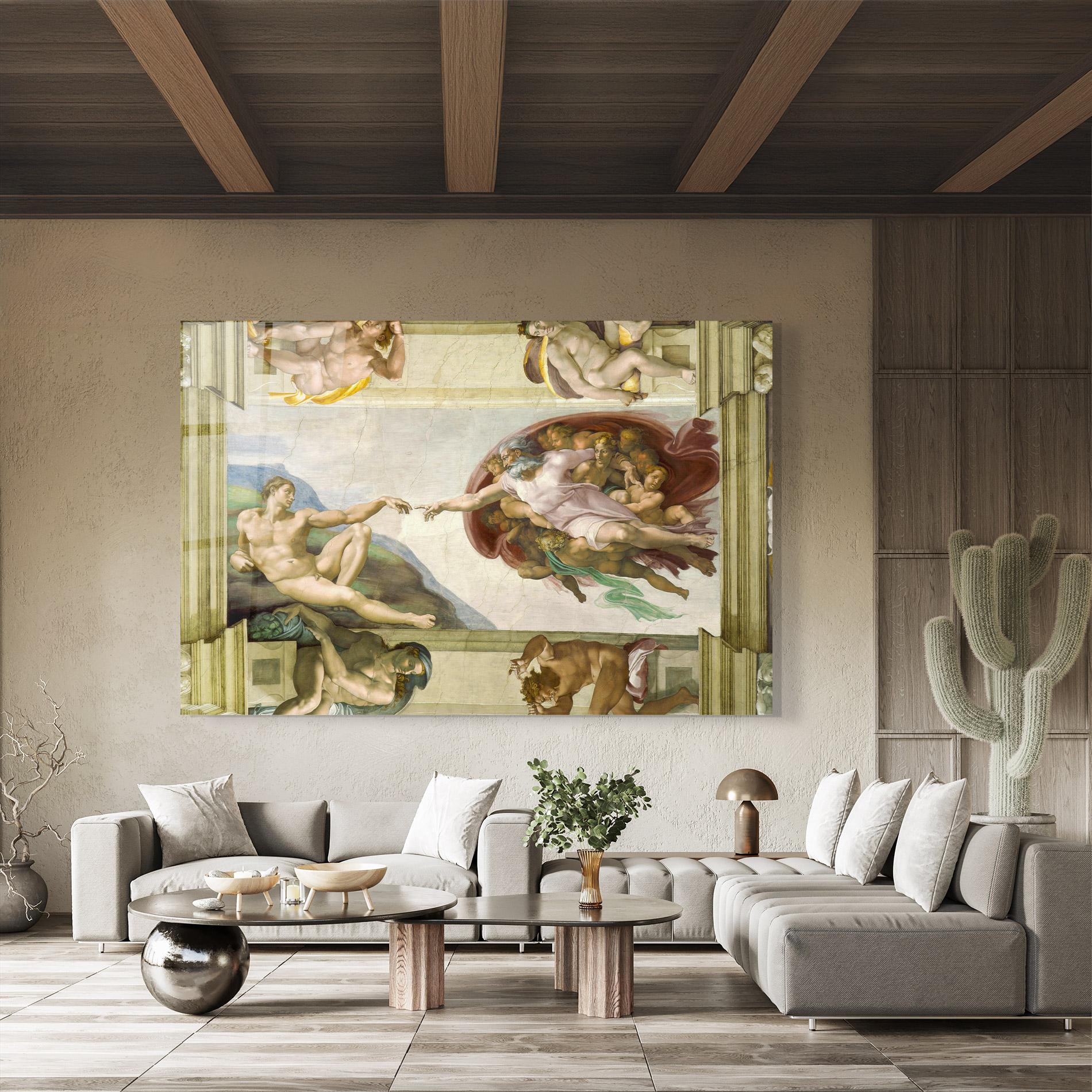 Стъклена картина Creacion De Adam mockup 8