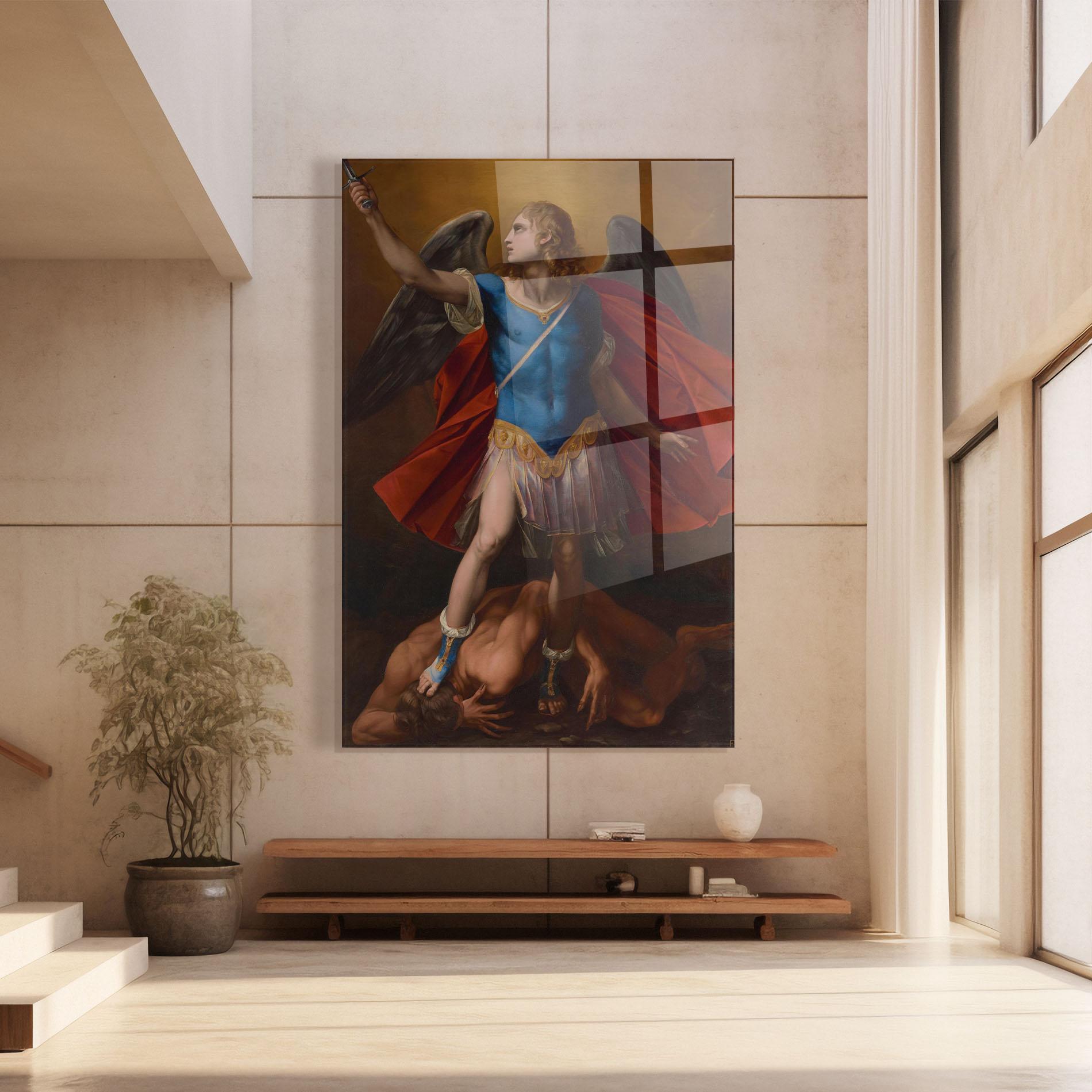 Стъклена картина Sword In Upraised mockup 8