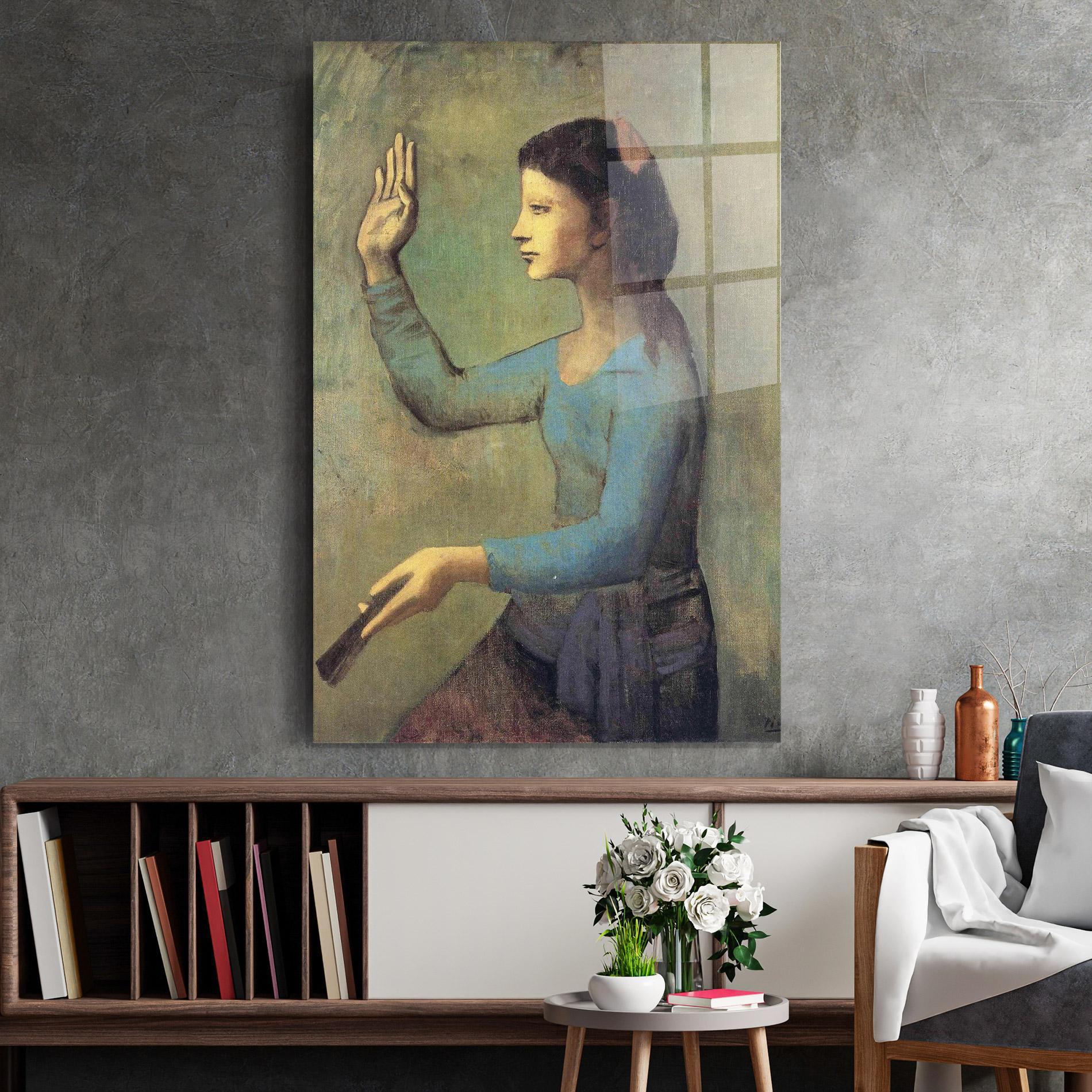 Стъклена картина Lady With A Fan mockup 2