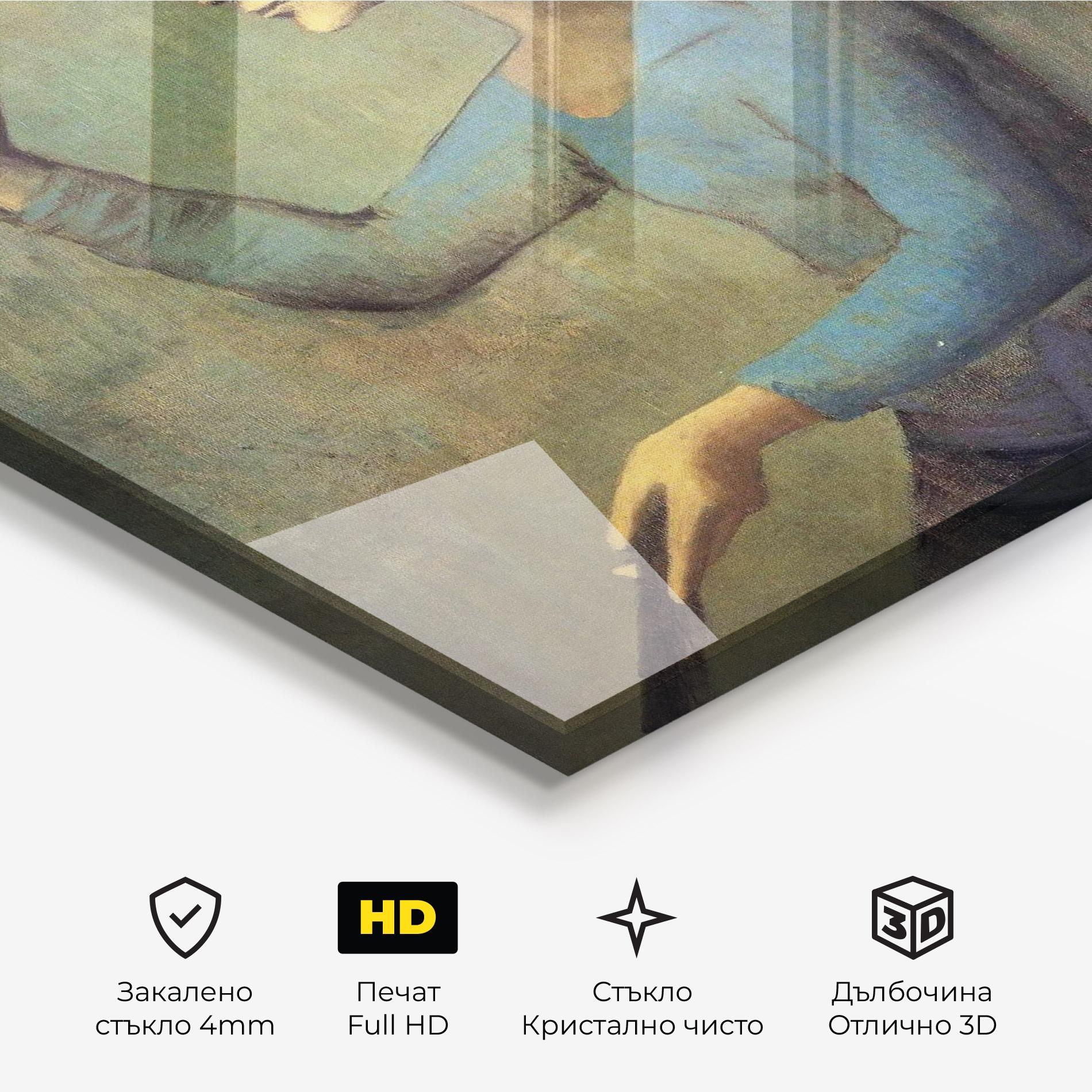 Стъклена картина Lady With A Fan mockup 3