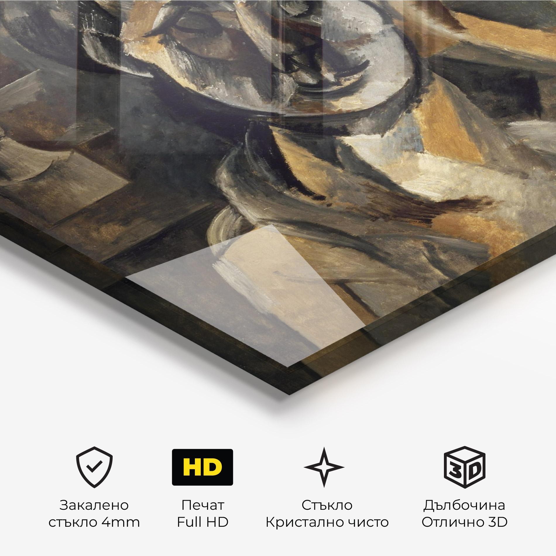 Стъклена картина Woman With Mustard mockup 3