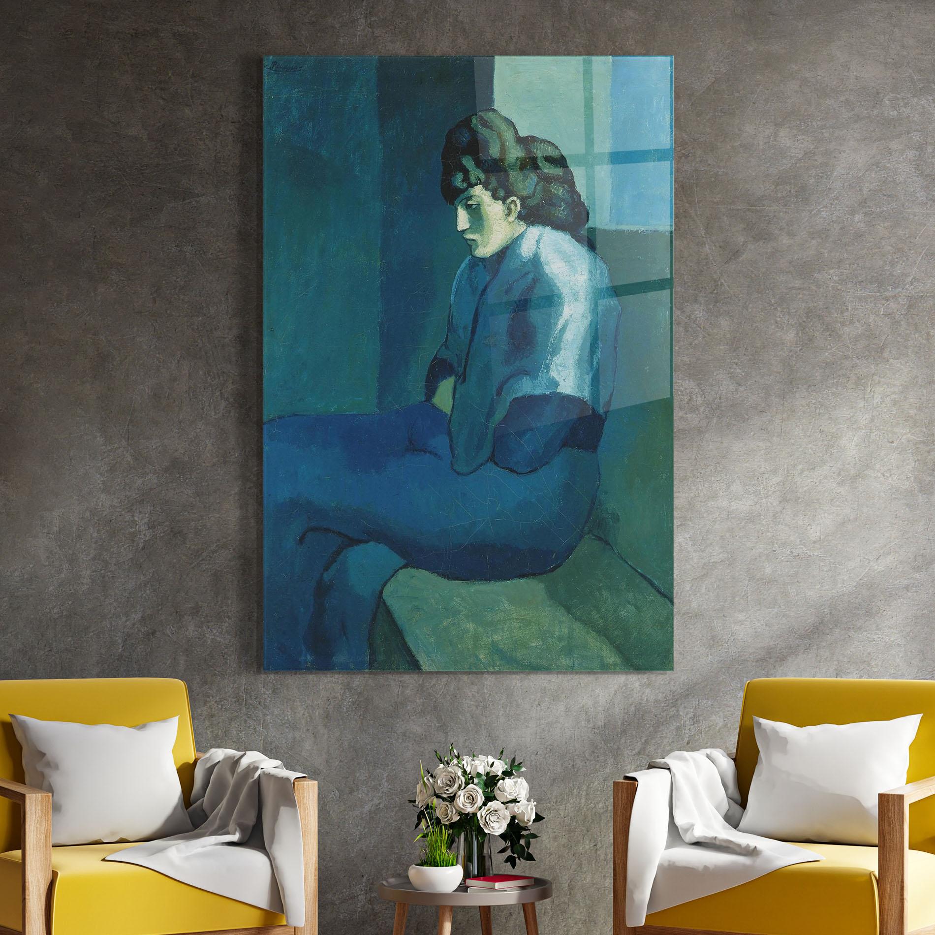 Стъклена картина Femme Assise mockup 4