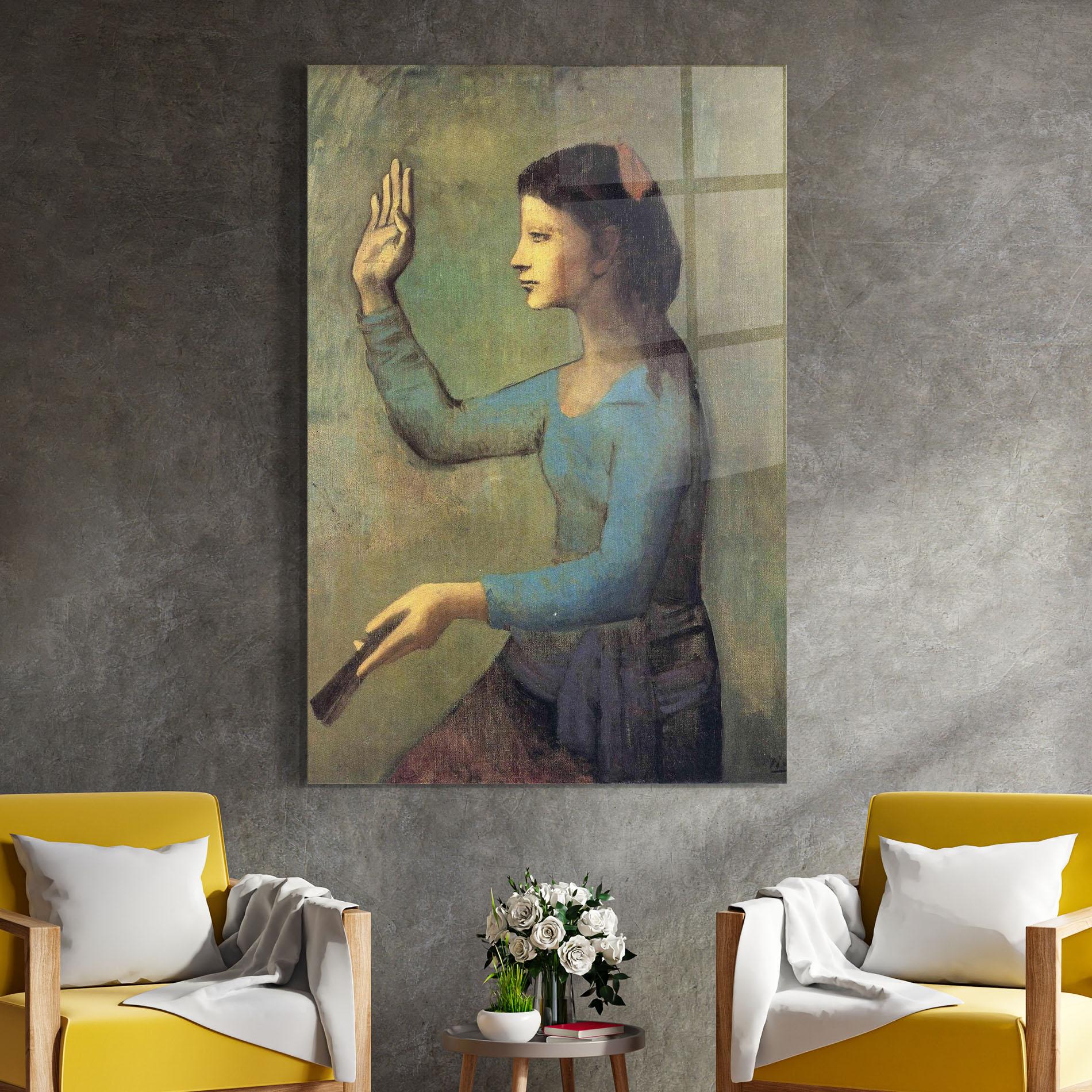 Стъклена картина Lady With A Fan mockup 4