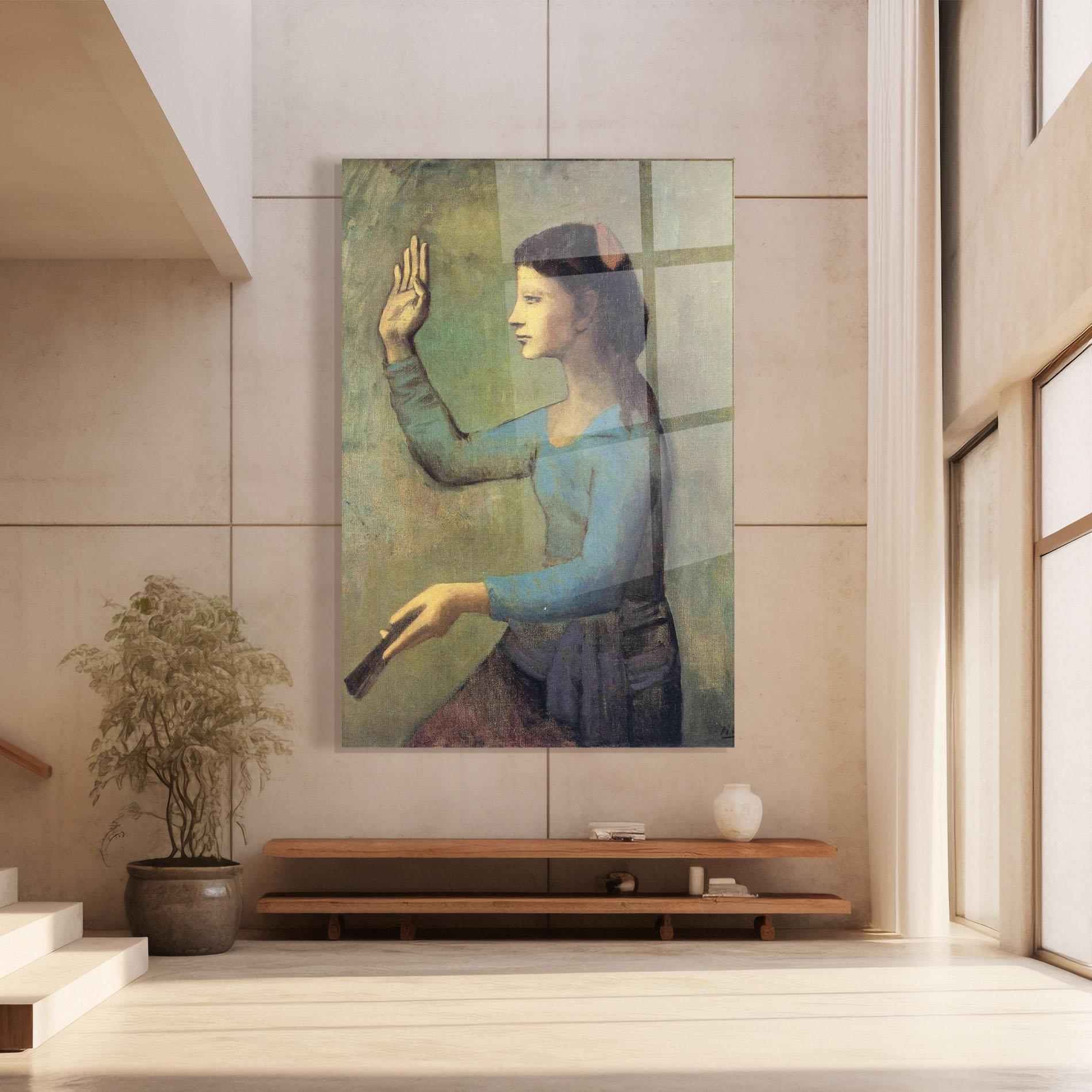 Стъклена картина Lady With A Fan mockup 8