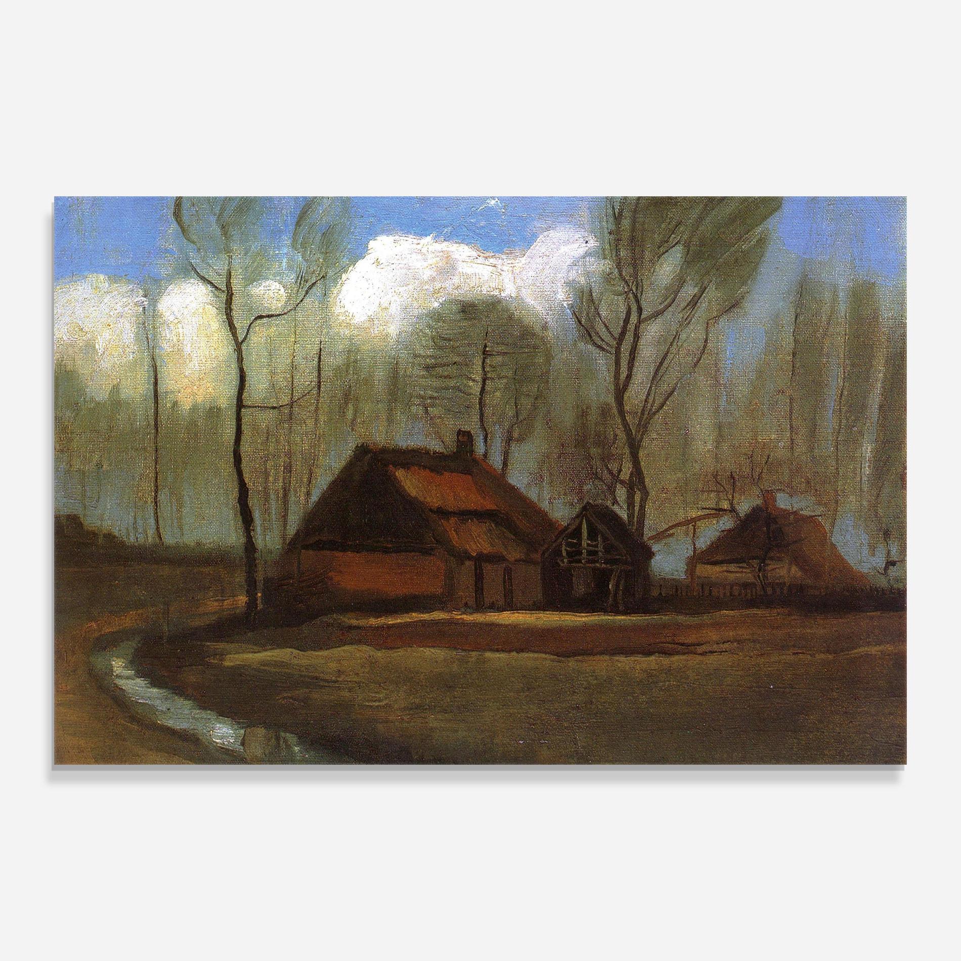 Стъклена картина Farmhouses Among Trees mockup 0