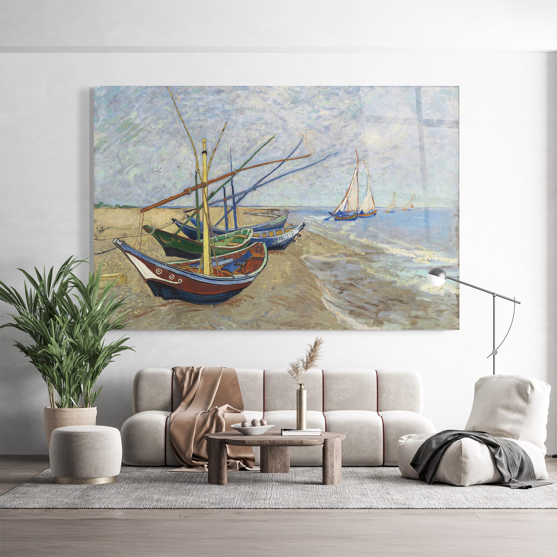 Стъклена картина Boats Beach mockup 9