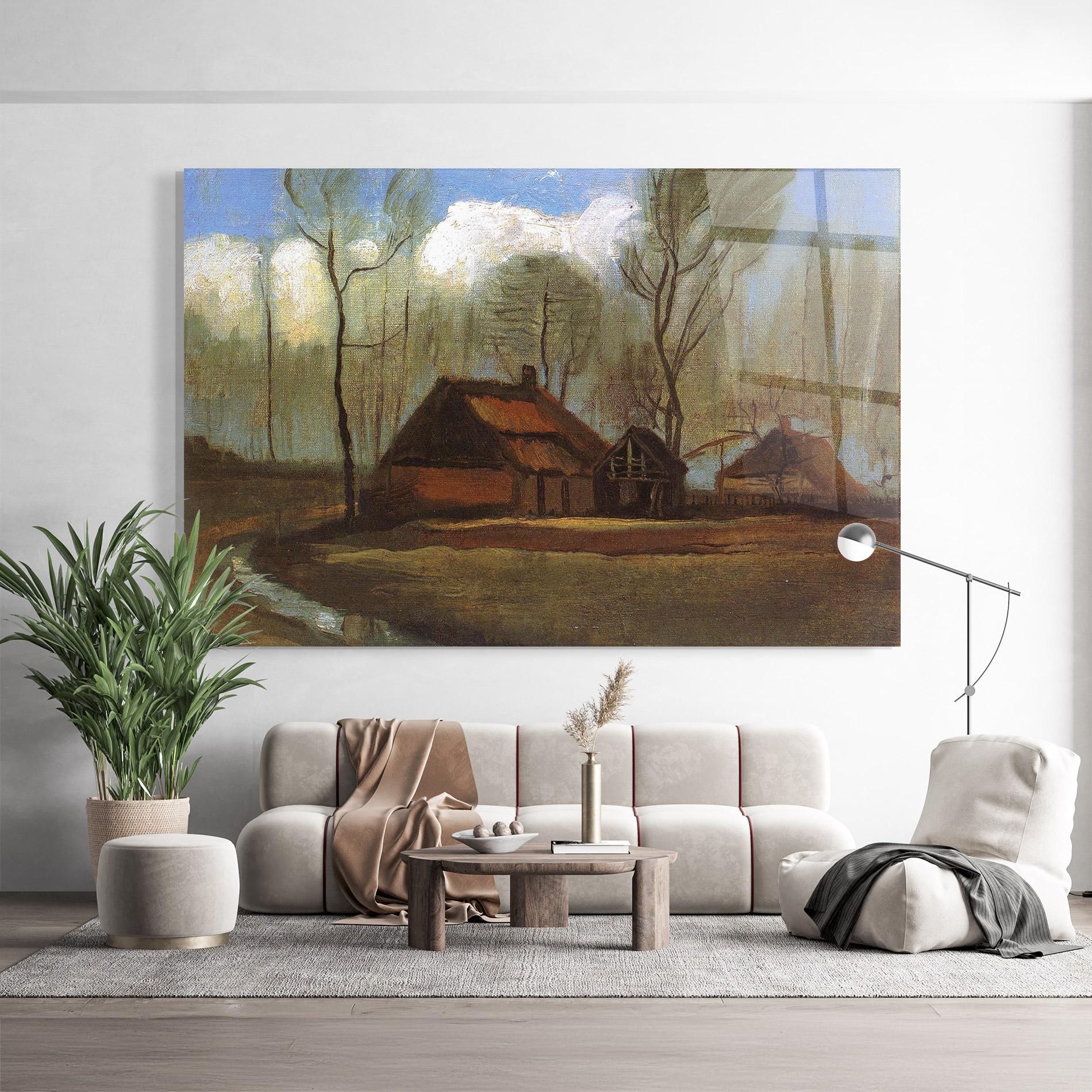Стъклена картина Farmhouses Among Trees mockup 9
