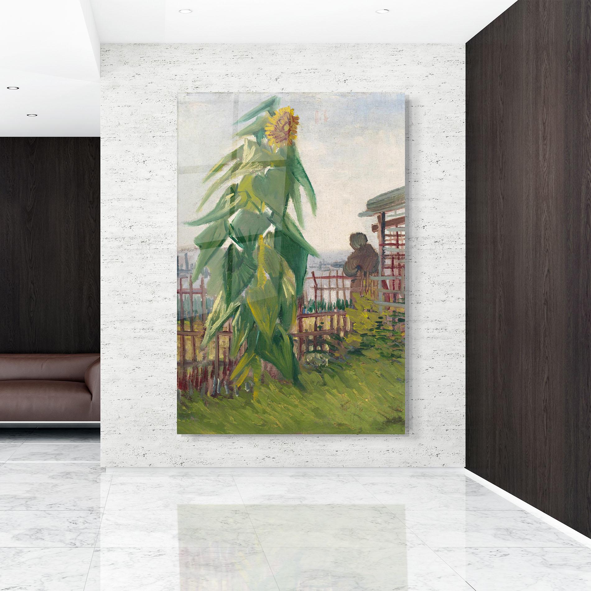 Стъклена картина Allotment With Sunflower mockup 9