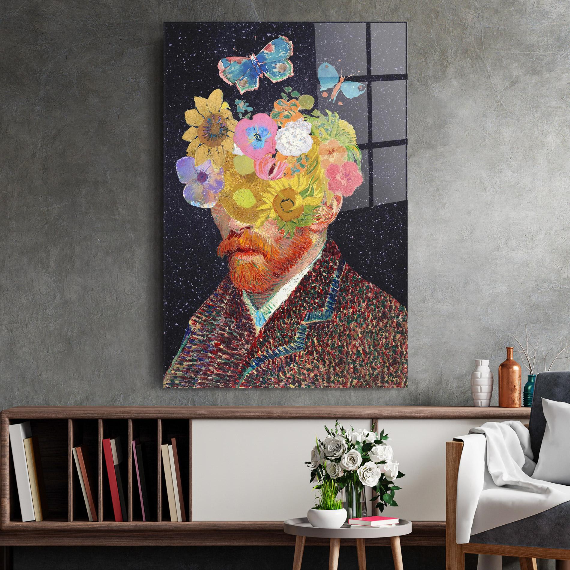 Стъклена картина Flower Self Portrait mockup 2