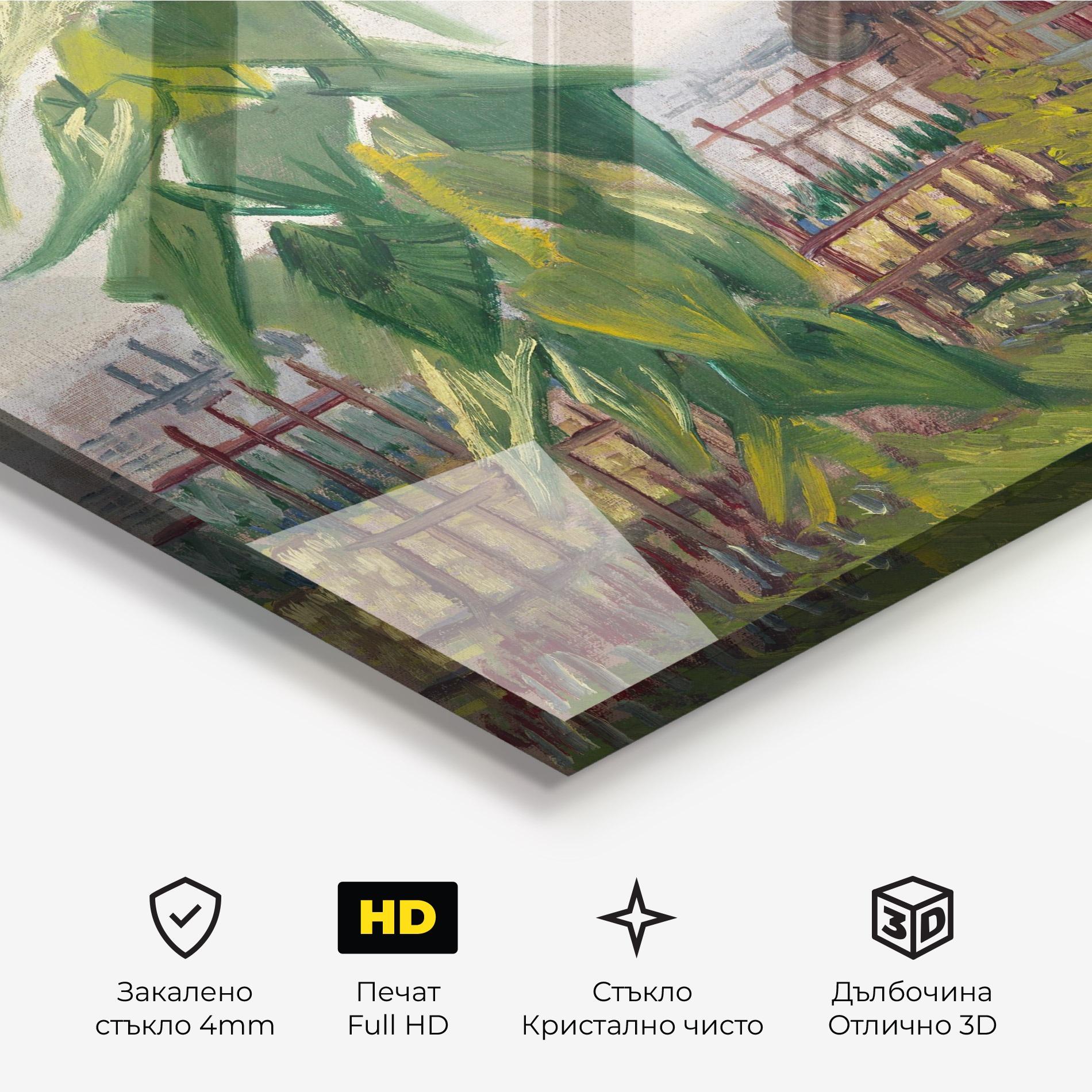 Стъклена картина Allotment With Sunflower mockup 3